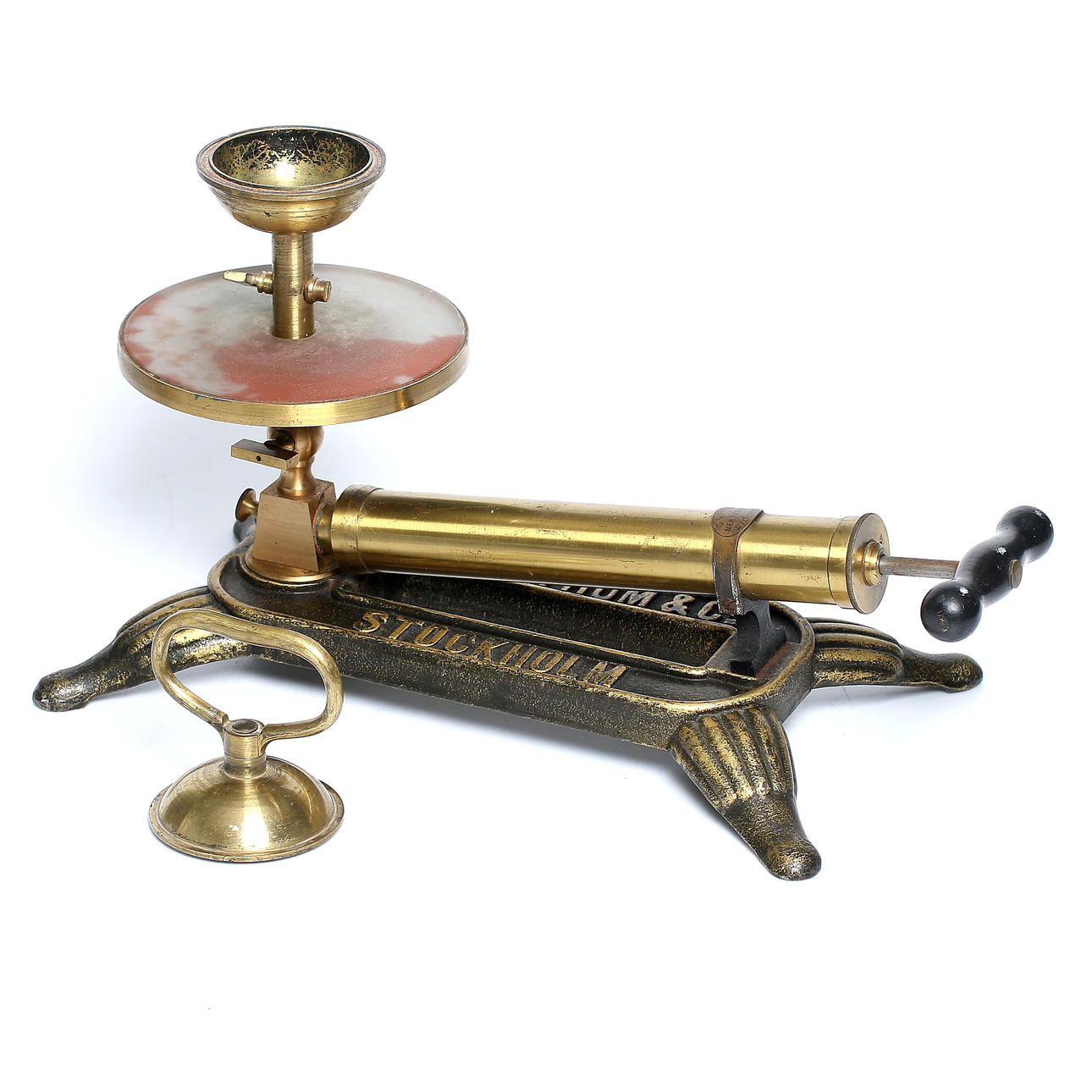 VAKUMPUMP, gjutjärn och mässing , undervisningsmaterial, Svanström & Co, Stockholm, 1900-talets första hälft.