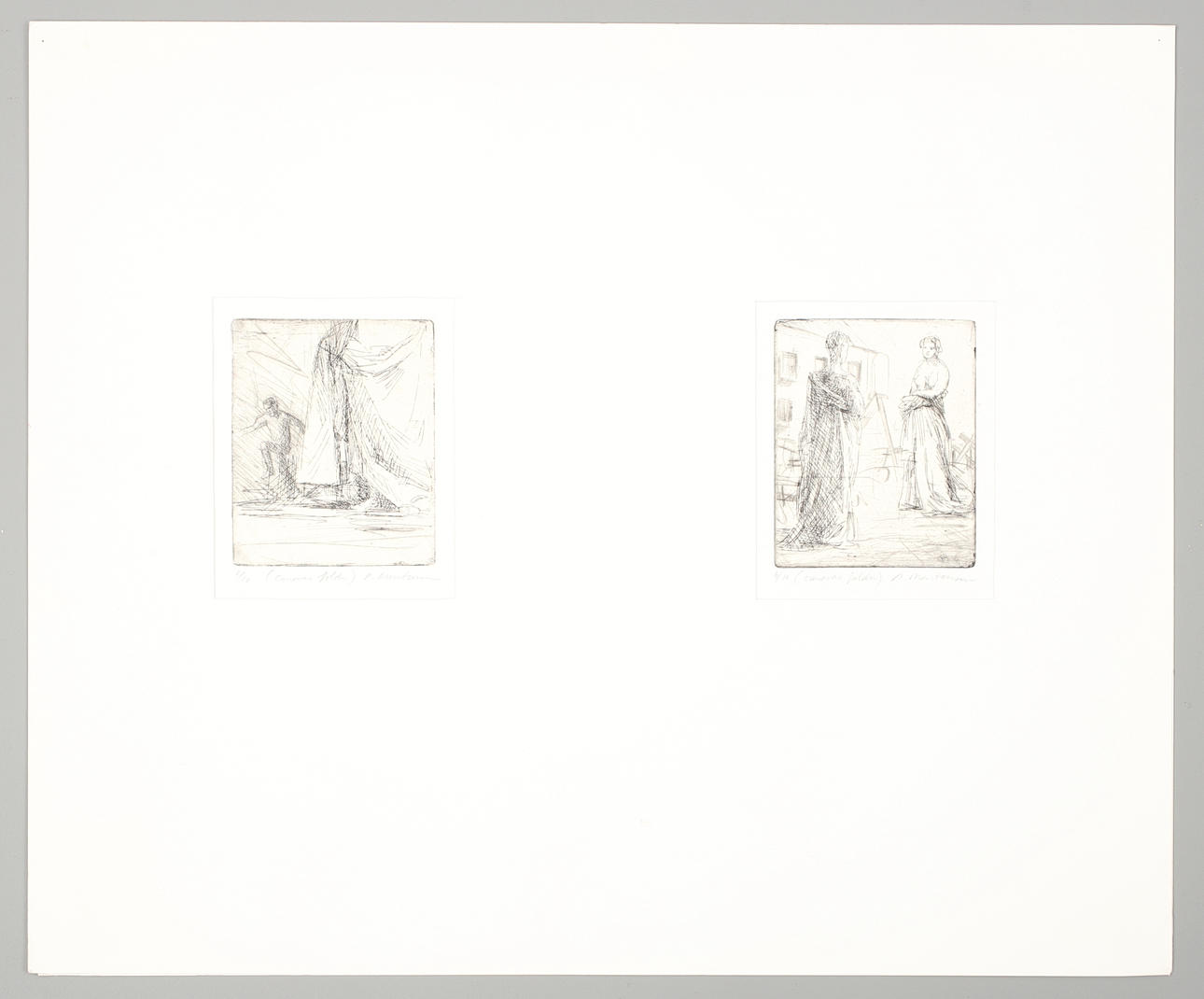 PETER MARTENSEN. "Canovas folder", 2 st etsningar nr 6/10, signerade P Martensen.