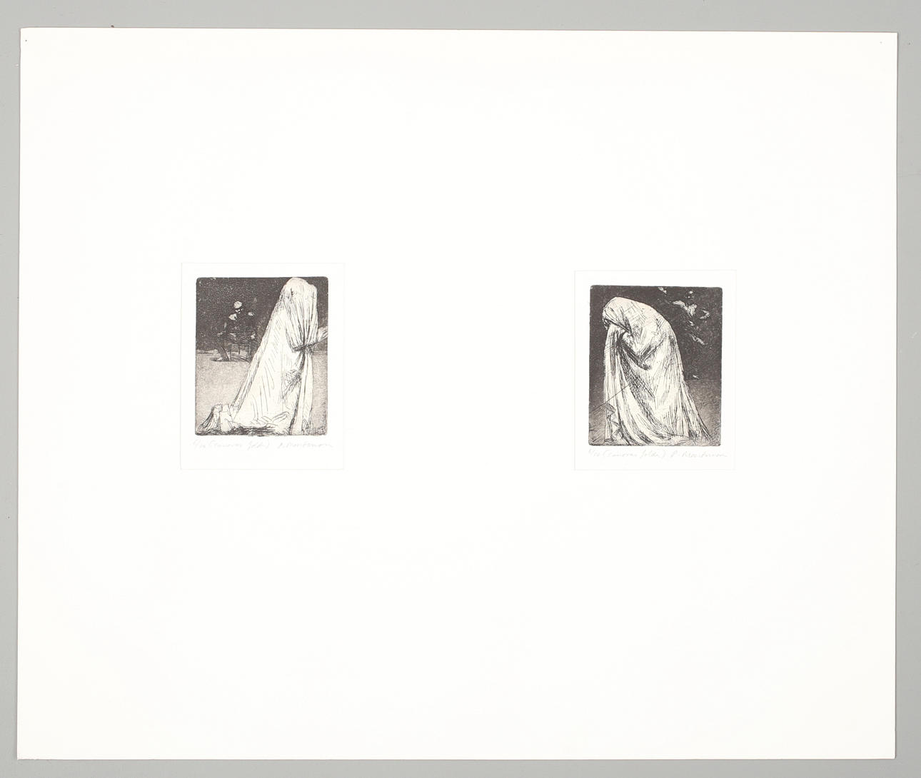 PETER MARTENSEN. "Canovas folder", 2 st, etsningar nr 6/10, signerade P Martensen.