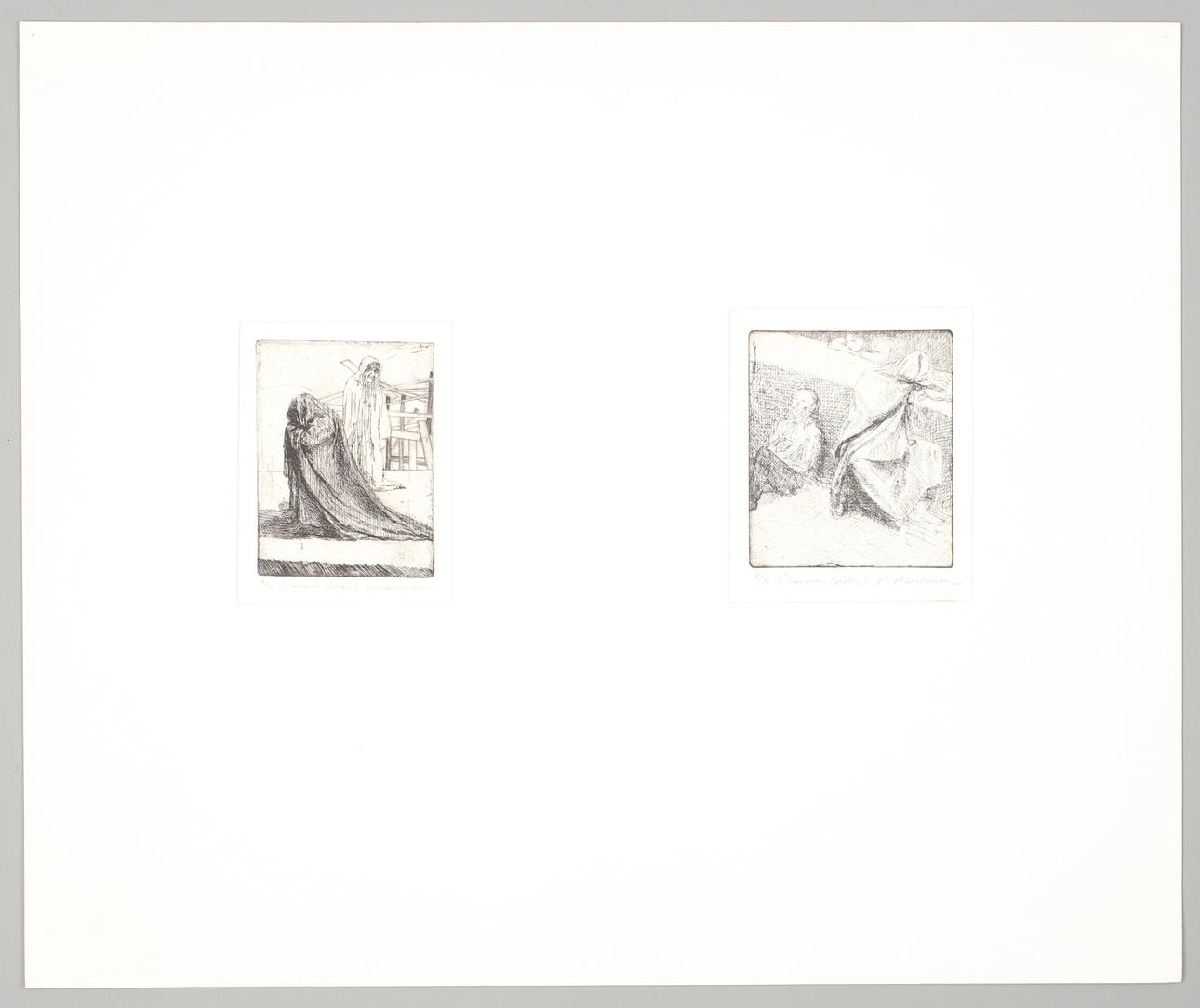 PETER MARTENSEN. "Canovas folder", 2 st, etsningar nr 6/10, signerade P Martensen.