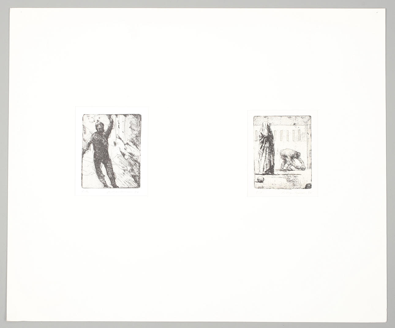 PETER MARTENSEN. Canovas folder, 2 st, etsningar nr EA, signerade P Martensen och daterade -90.