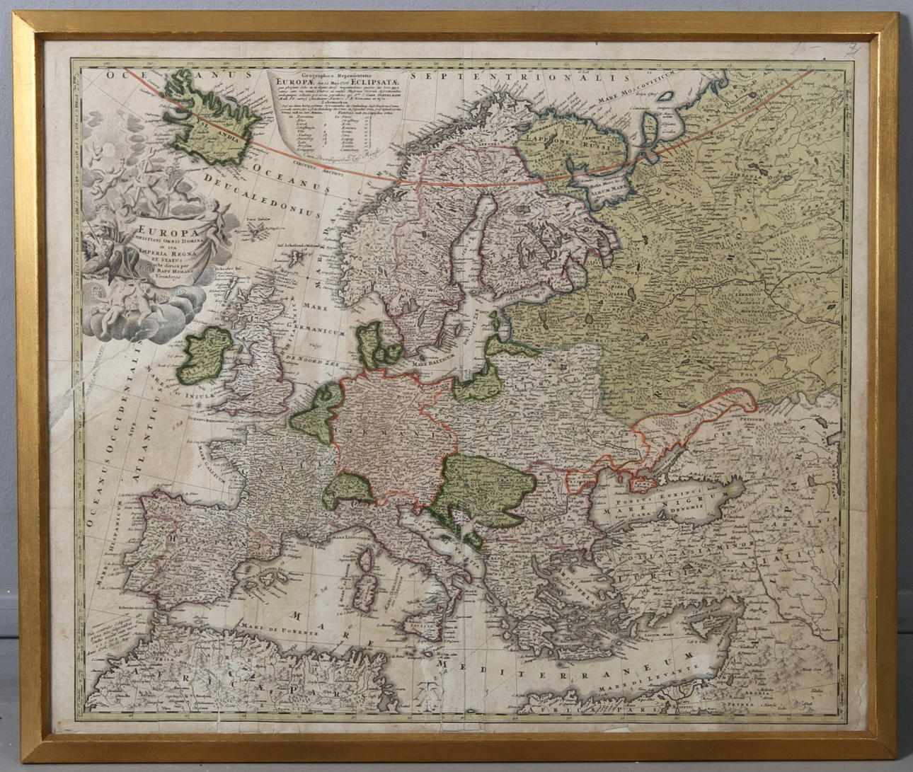 KARTA, Homann (Johann Baptist), "Europa Christiani Orbis Domina in sua Imperia Regna...".
