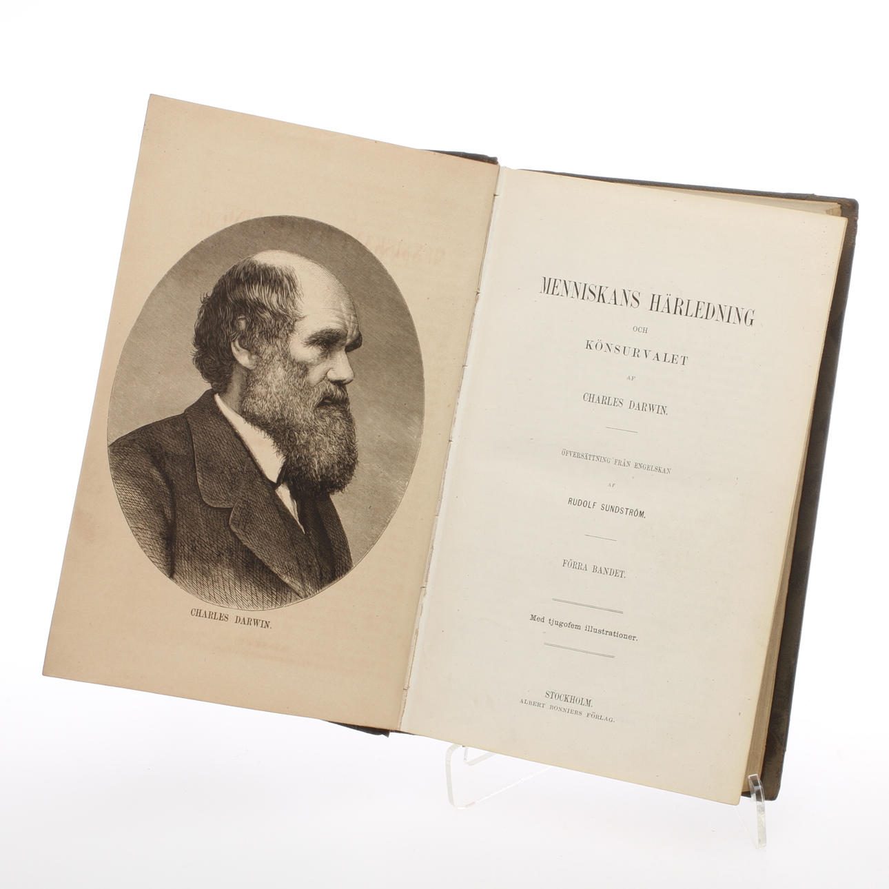 BOK, "Menniskans Härledning och Könsurvalet", Charles Darwin, Förra och senare bandet, Stockholm, Bonniers 1872.