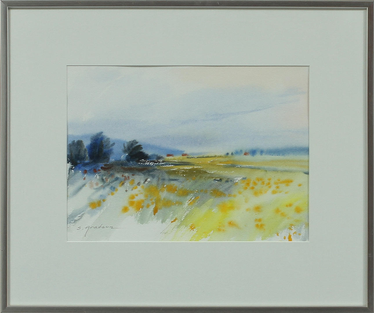 SARA ARATOUN. Landskapsmåleri, akvarell på papper, signerad.