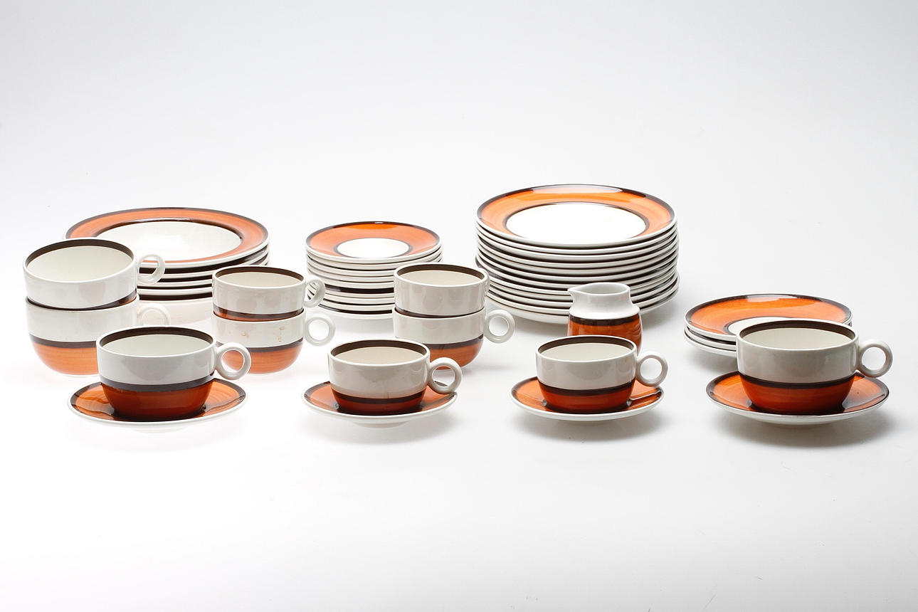 SERVISDELAR, 28 delar, stengods, "Arena", Stig Lindberg, Gustavsberg.