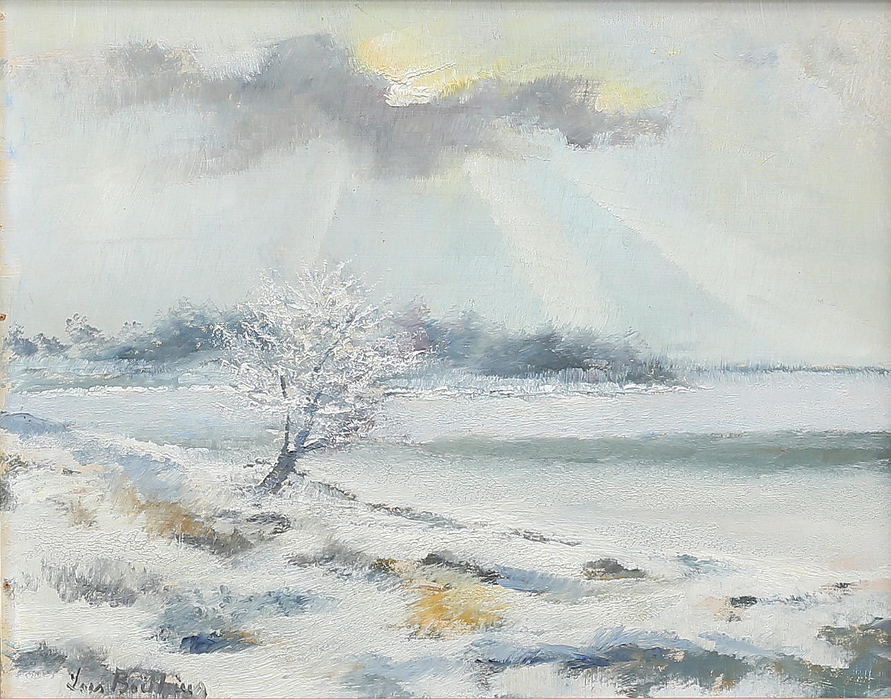 LARS BOËTHIUS. Winter light. Oil on panel, signed.