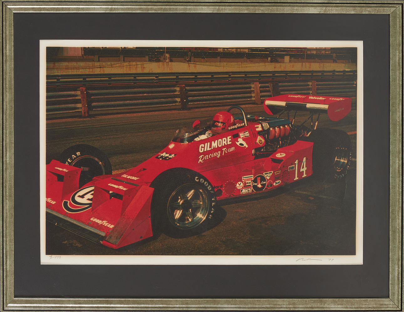 RON KLEEMAN 1937-2014. Formula 1 car Gilmore racing team, numbered 4/ ...