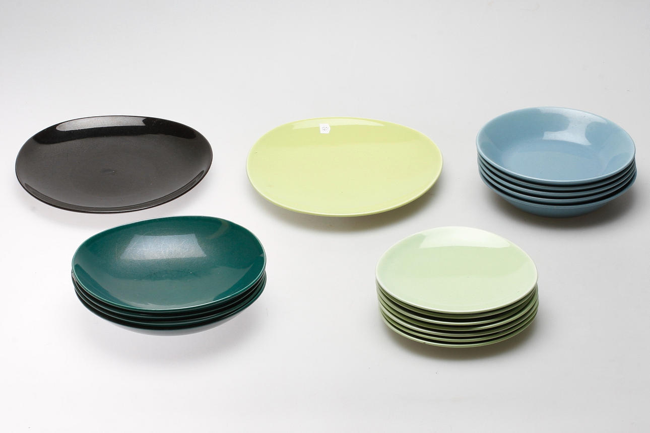 SERVISDELAR, 18 delar, flintgods, "Colorado", Stig Lindberg, Gustavsberg.