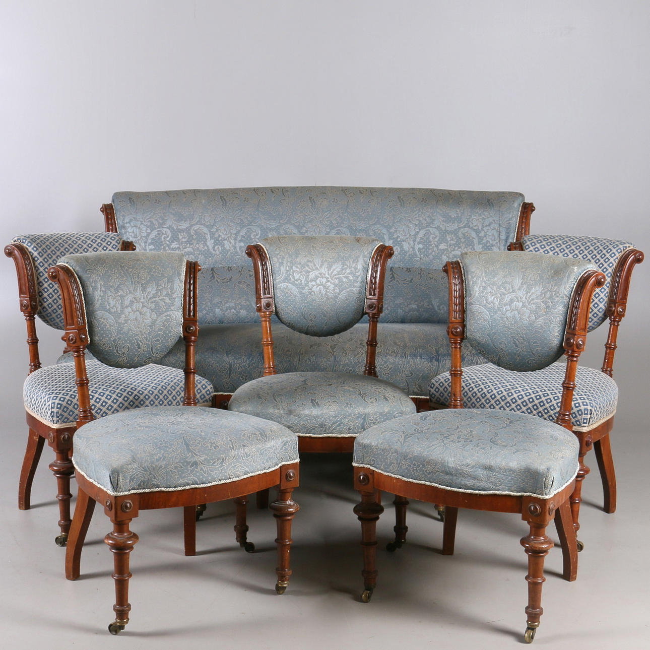 SOFFGRUPP, 6 delar, nyrenässans, 1800-talets andra hälft.