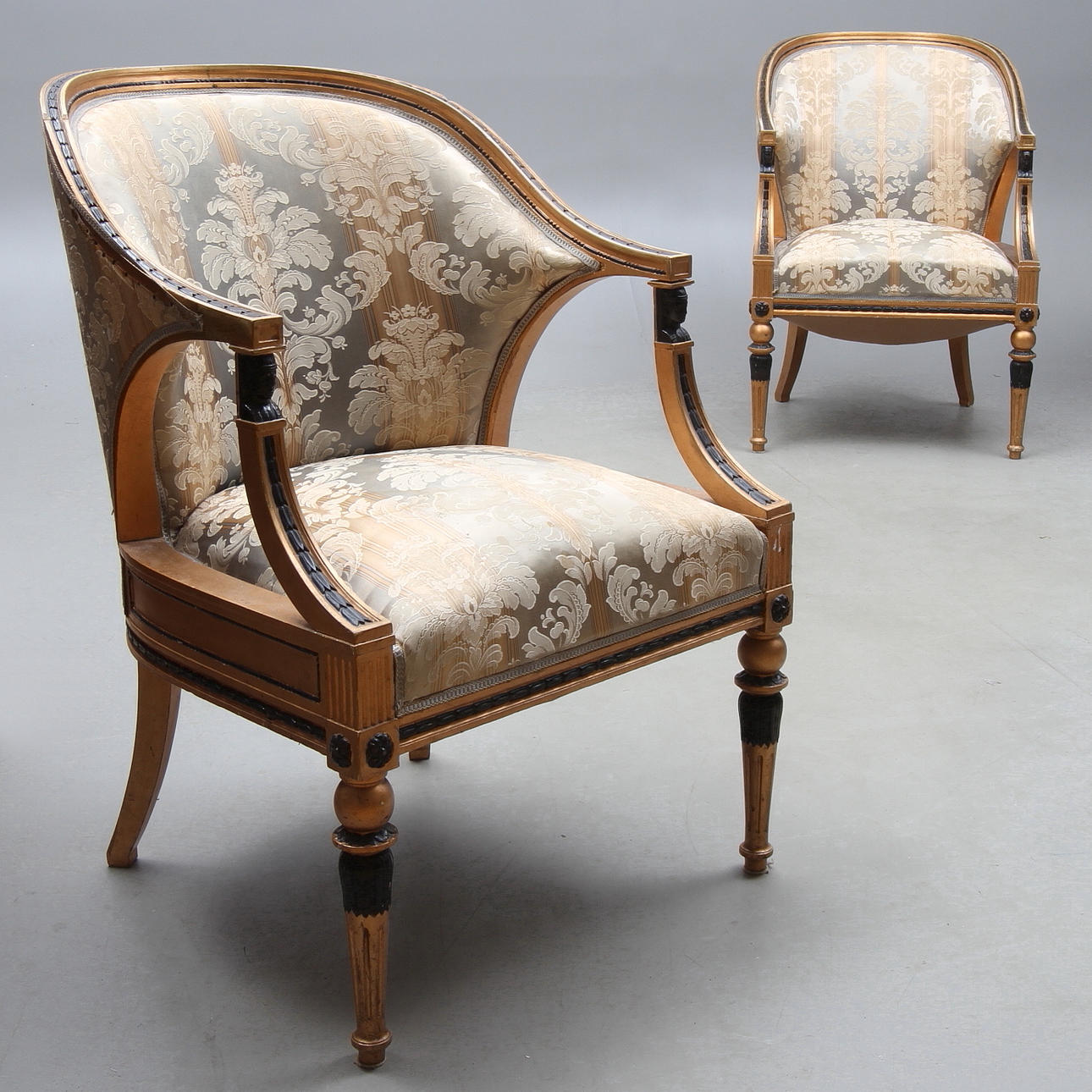 BALJFÅTÖLJER, 1 par, sengustaviansk stil, 18/1900-tal.