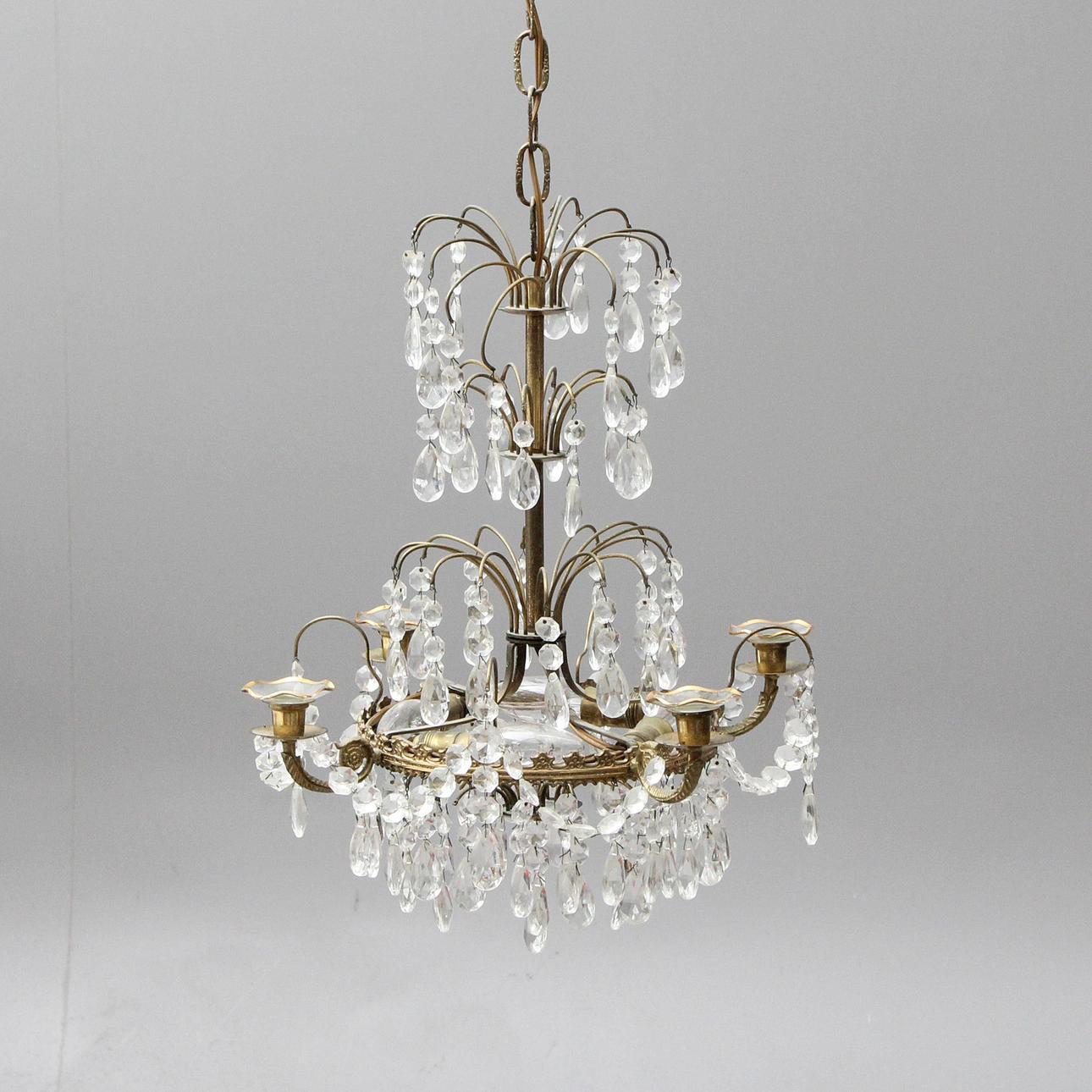 LJUSKRONA, glas/metall, 1900-tal.