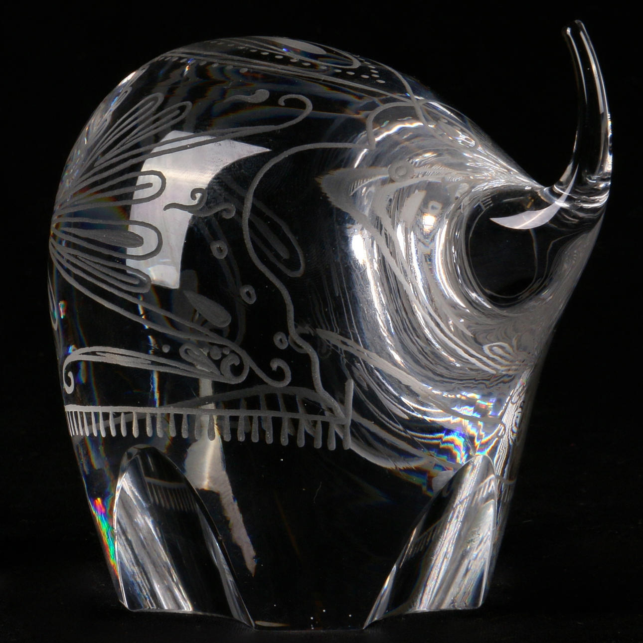 SKULPTUR, glas, elefant, Vicke Lindstrand, Kosta Boda, signerad.