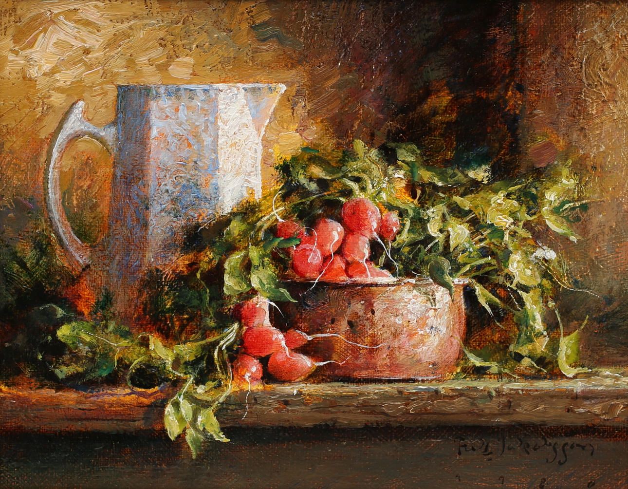 FRITZ  JAKOBSSON. Olja på duk. Stilleben, signerat.