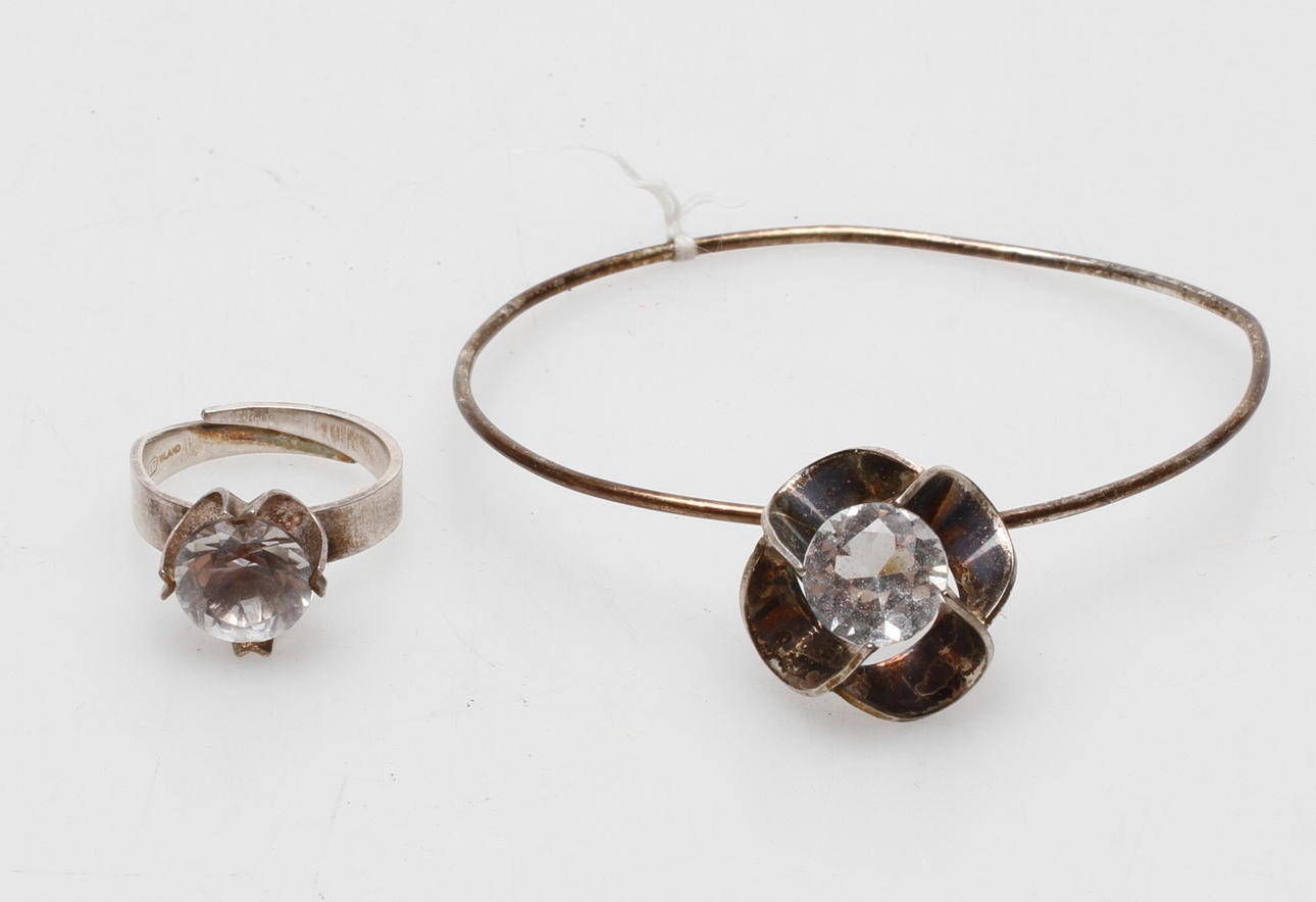 RING och ARMBAND, silver, Sten & Laine, 1975.