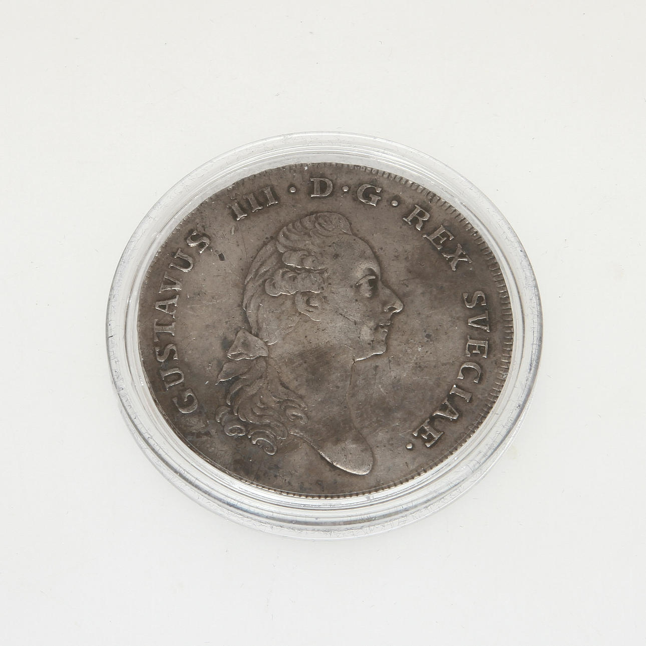MYNT, silver, 1 Riksdaler, Gustav III, 1775. Vikt 29,4 g.
