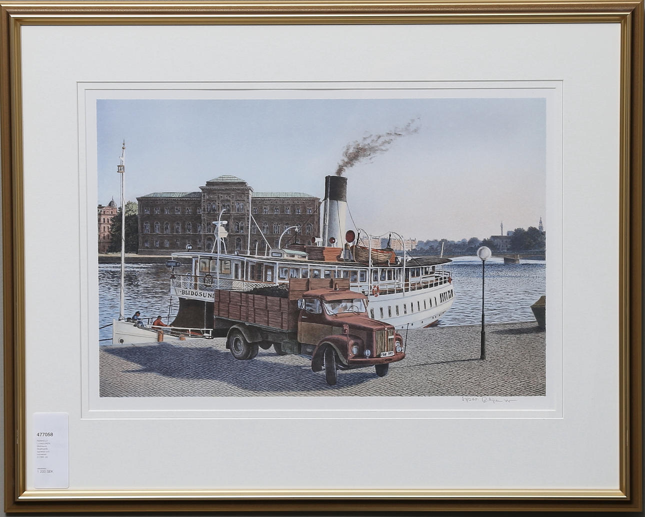 REINHOLD LJUNGGREN. Blidösund, färglitografi, signerad och numrerad 27/360.