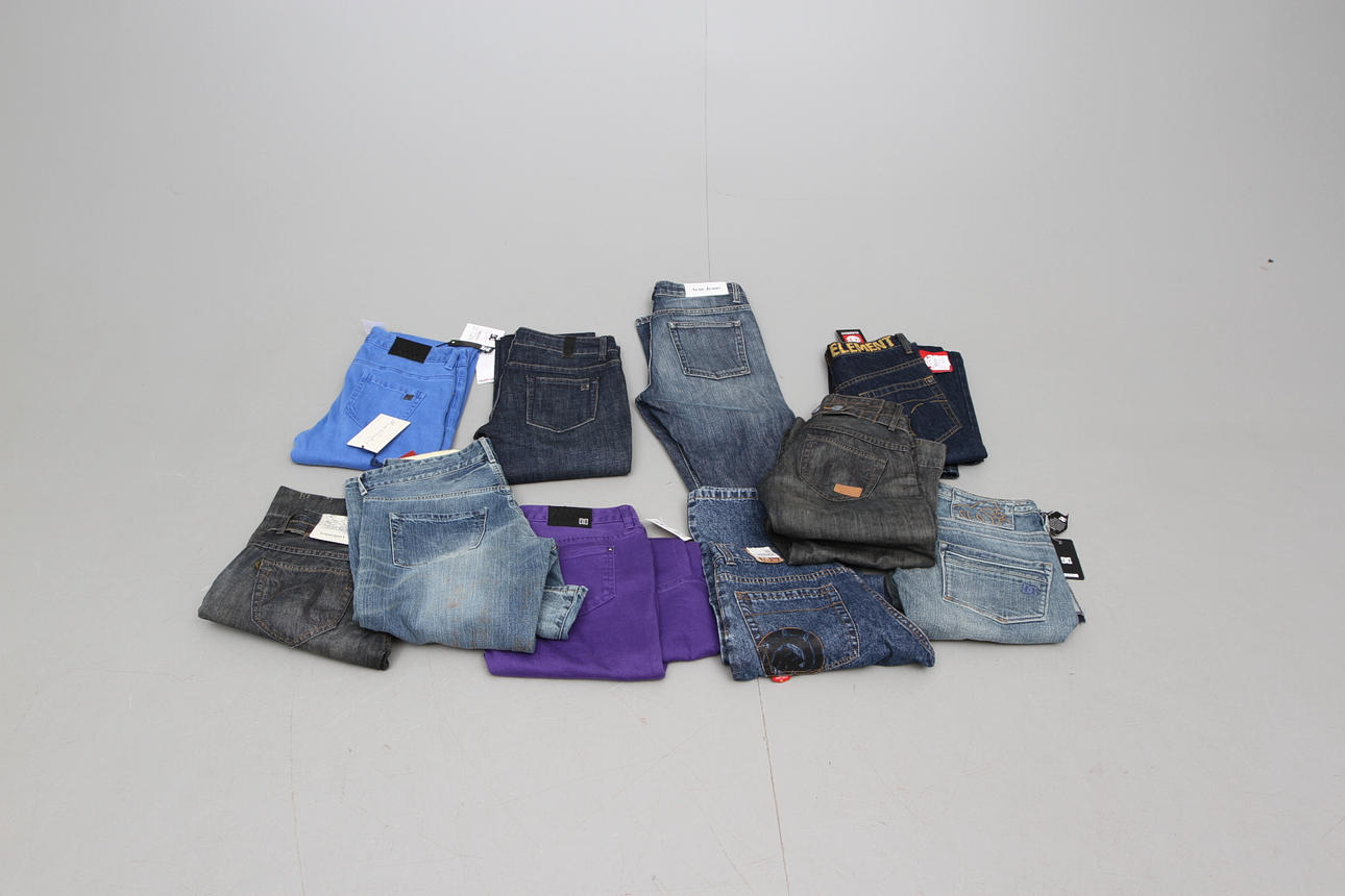 NYA JEANS OCH BYXOR, 10 par, strl 27/28 dam/flick, konkurs efter first aid.