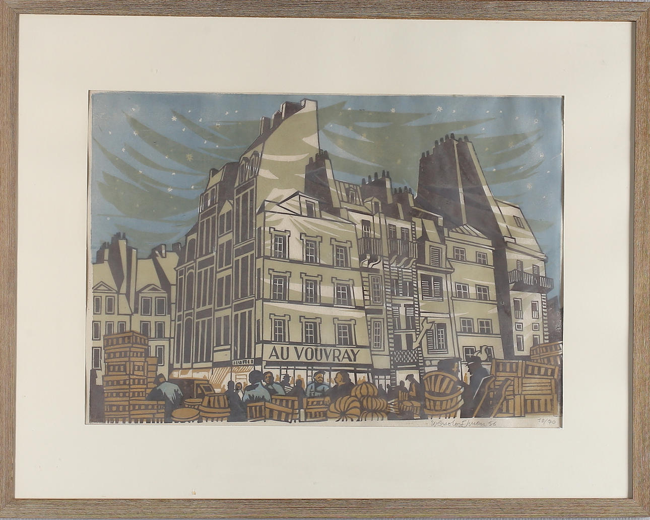 SVEN OLOF EHREN. Kvällsmotiv, färglitografi, signerad samt numrerad 38/70 och daterad -56.