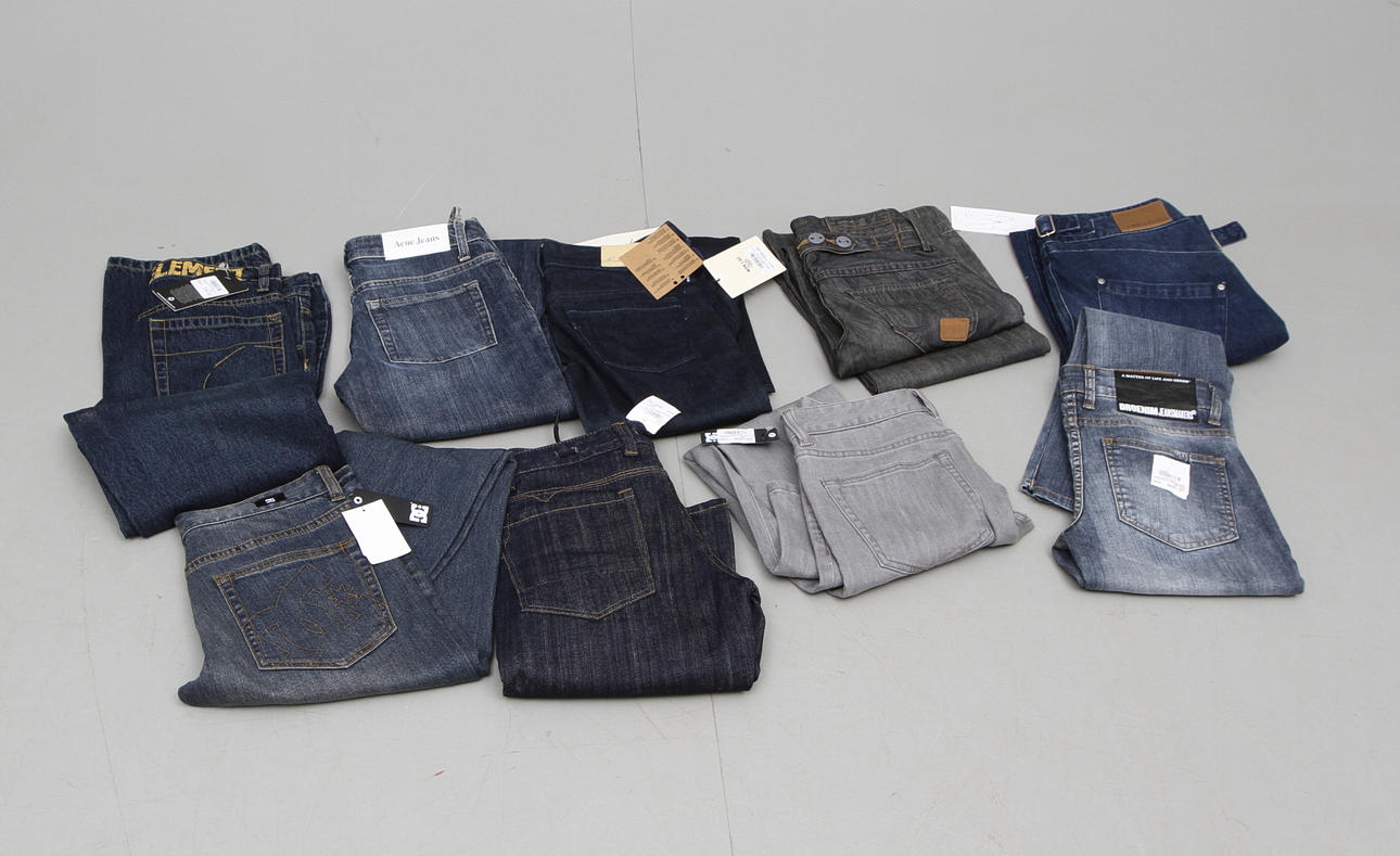 NYA JEANS OCH BYXOR, 10 par, strl 26/27 dam/flick, konkurs efter first aid.