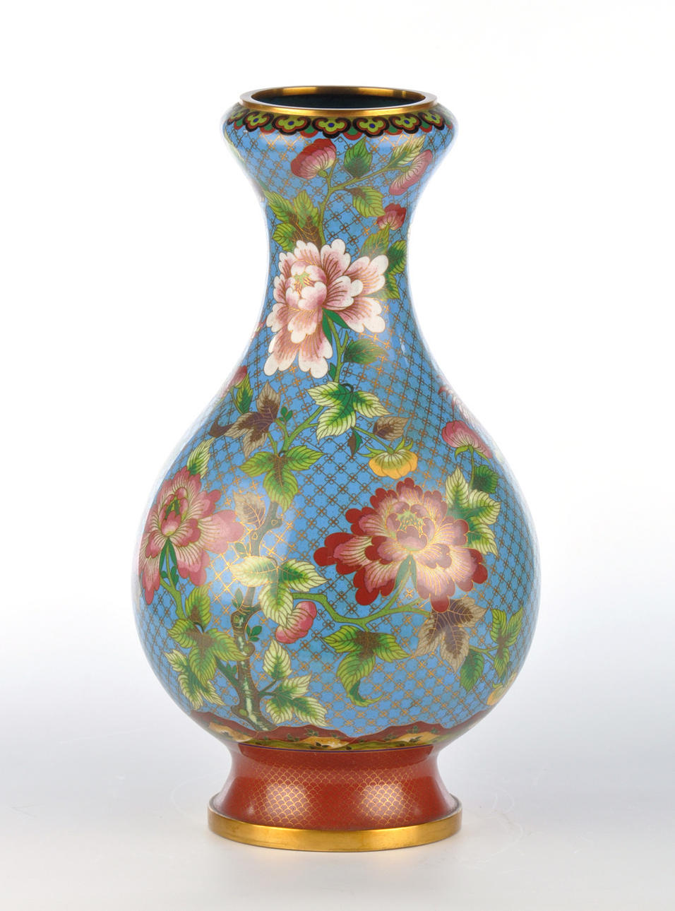 CLOISONNE-VAS. Dekorativ vas i Song-form. Kina 1900-tal.