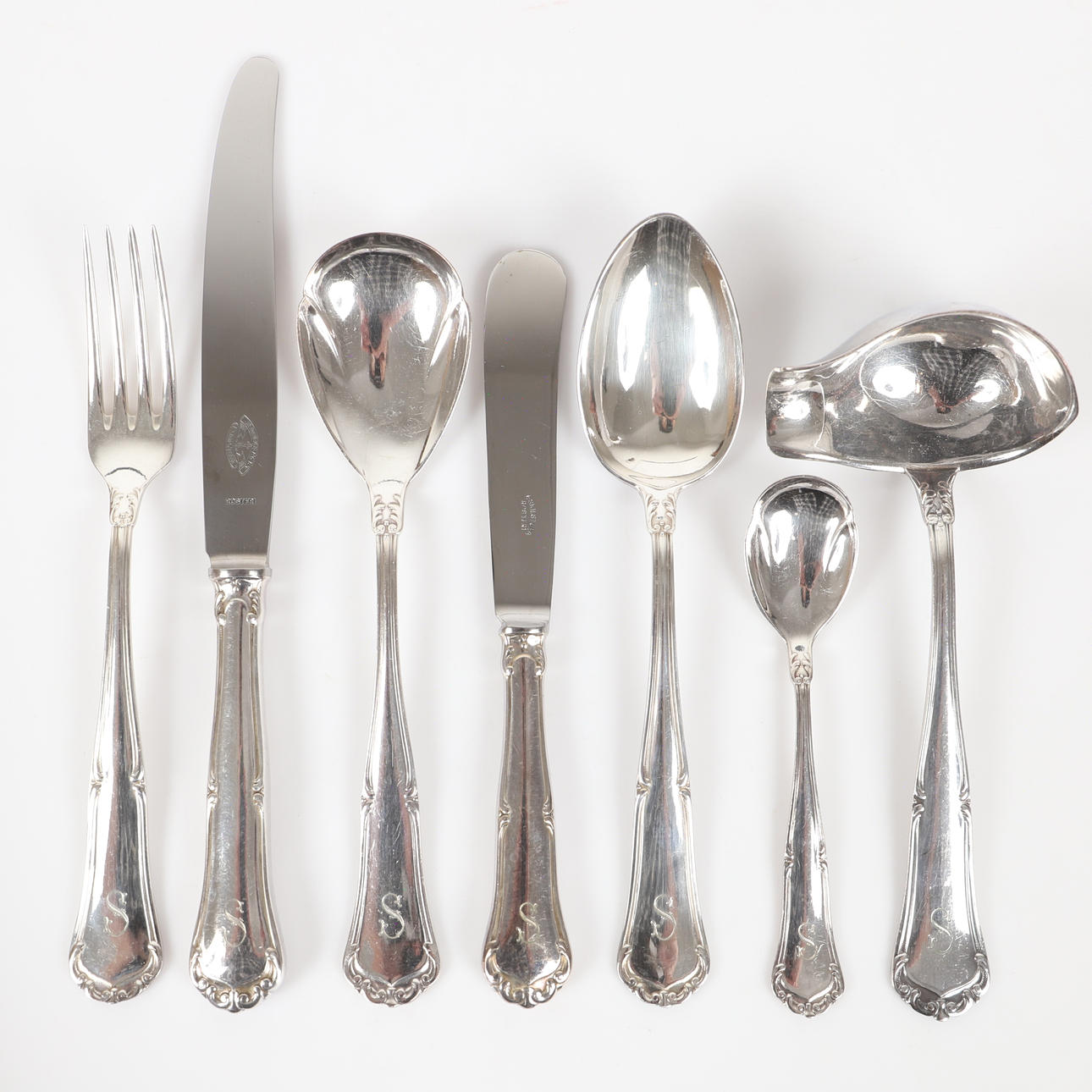 CUTLERY SET, parts, nickel silver.