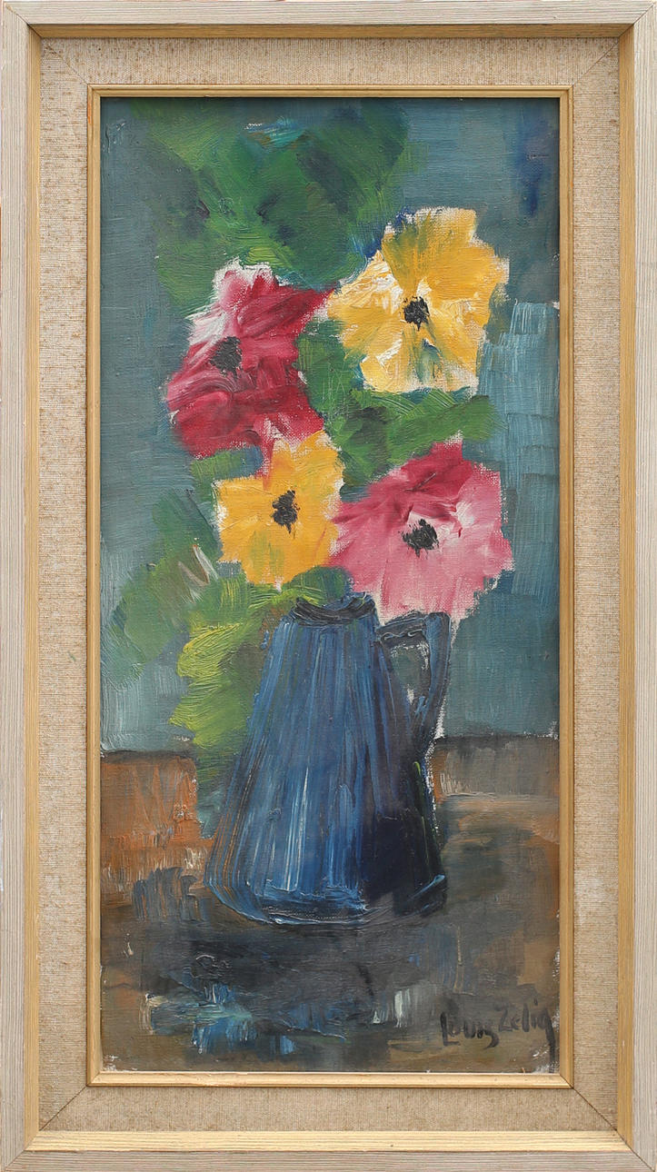 LOUIS ZELIG. Stilleben, olja på duk, signerad.