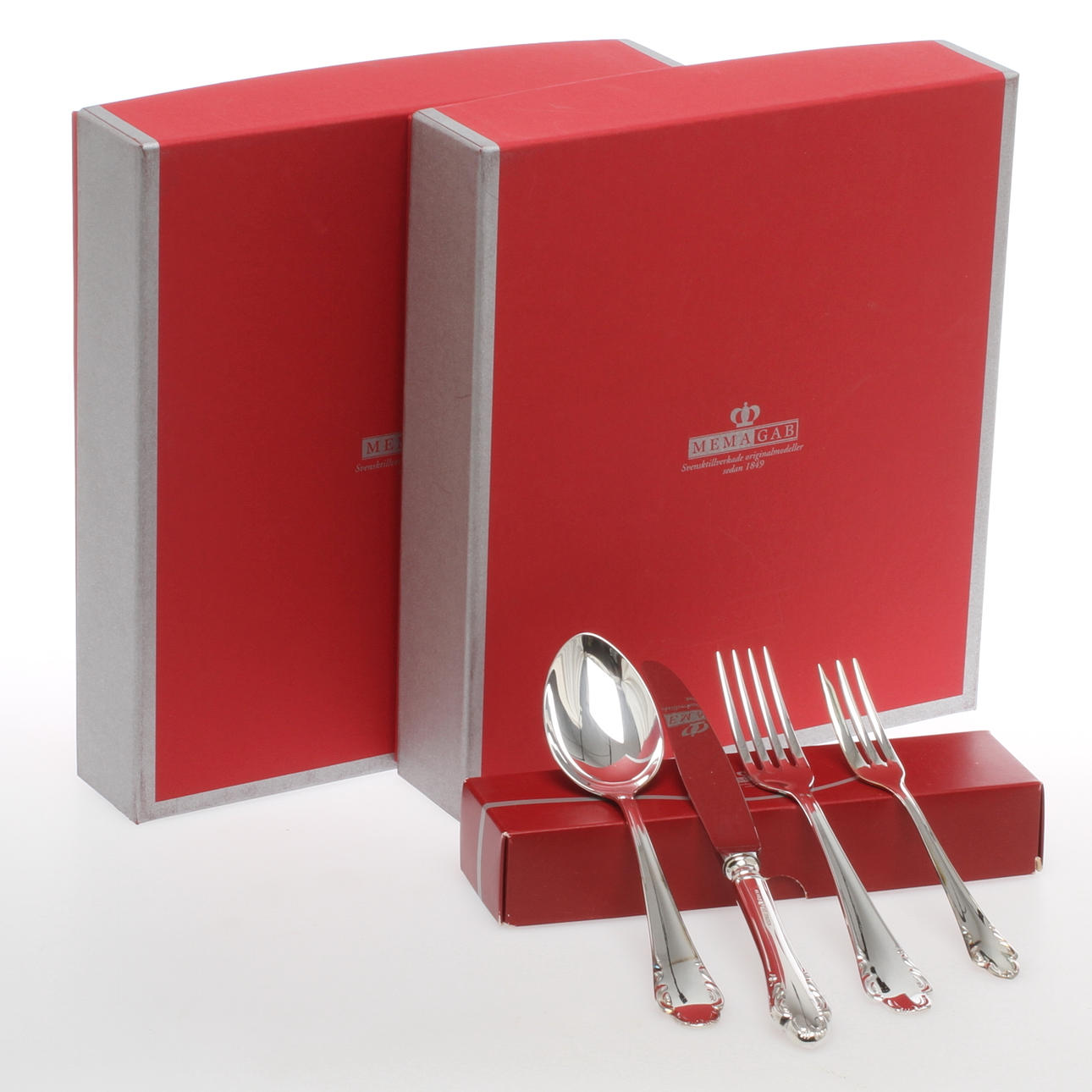 BESTICK, 48 delar, nysilver, "Haga", Mema, 1900/2000-tal.