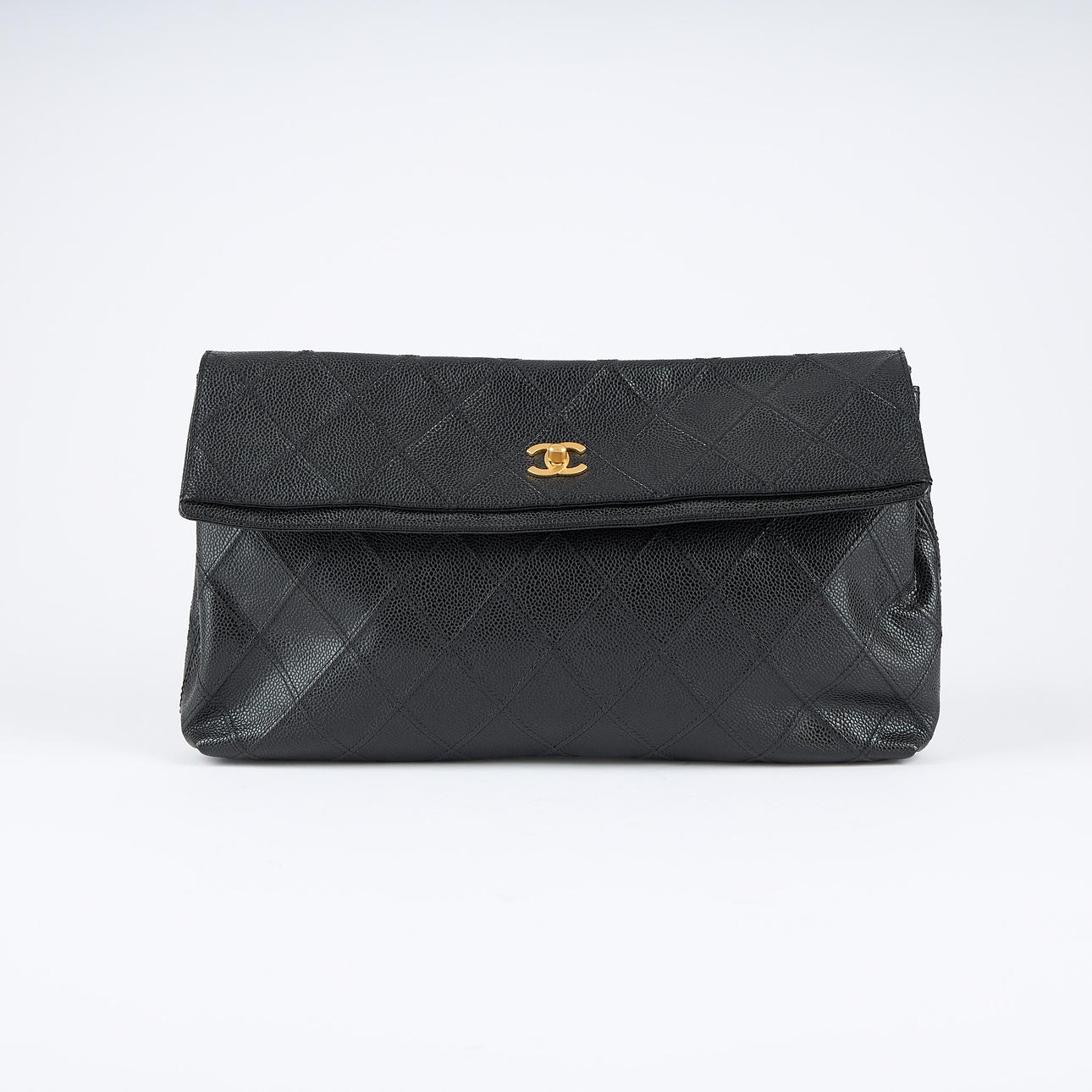 CHANEL, caviar skin clutch.