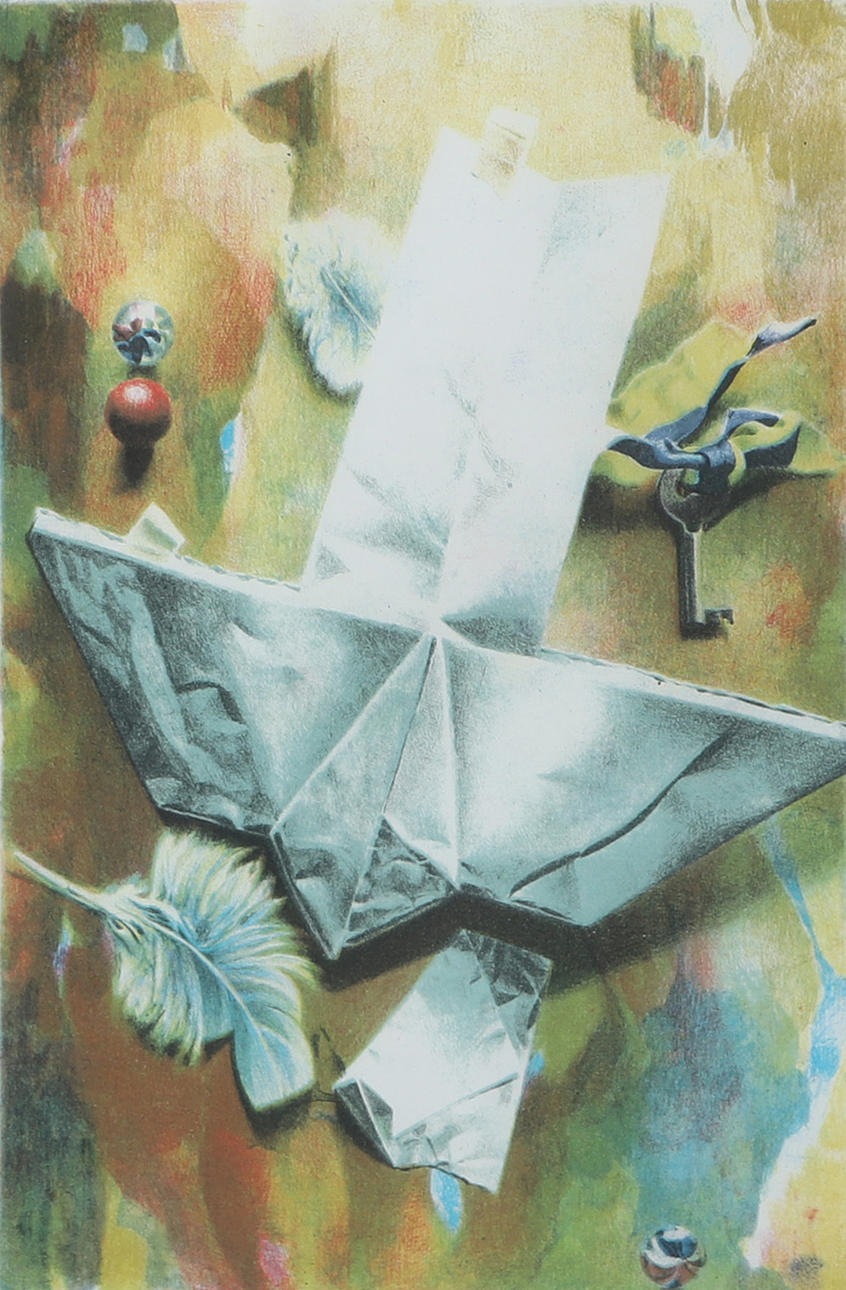 OIDENTIFIERAD KONSTNÄR. Stilleben, färglitografi, otydligt signerad.