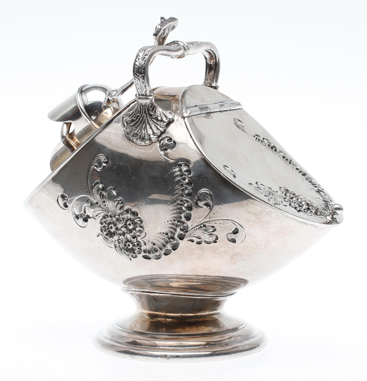 SOCKERSKÅL med SKOPA, nysilver, James Dixon&Son, Sheffield, England.