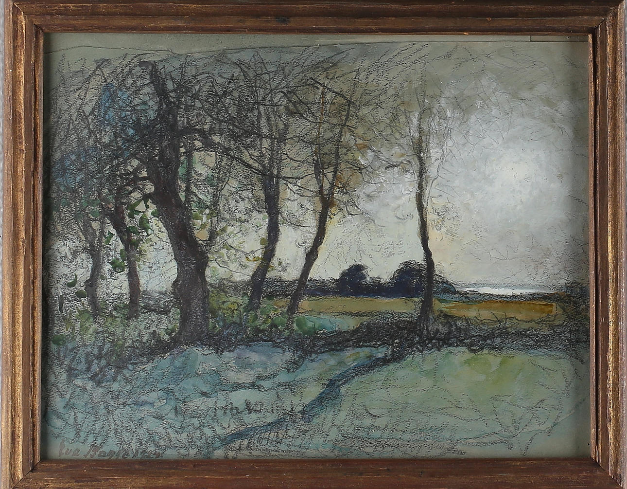 EVA BAGGE. "Motiv från Öland", blyerts/akvarell, signerad samt daterad 1924.