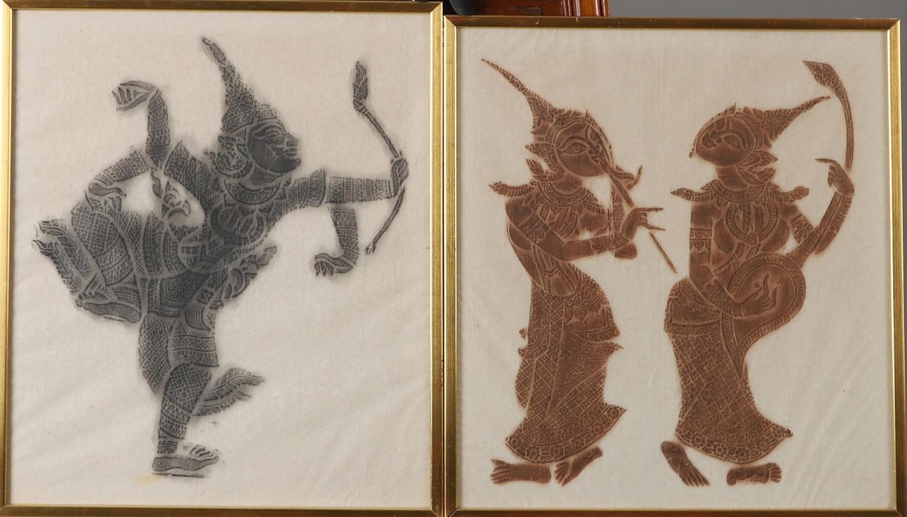 FIGURSTUDIER. 2 stycken, krita på papper, Asien.