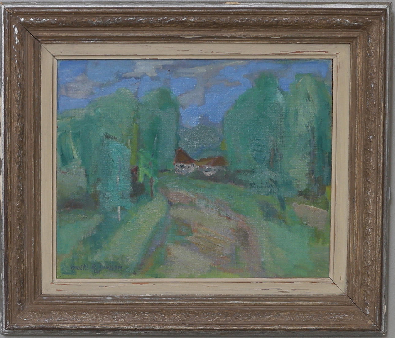 ANDERS AND JÖNSSON (1907-2002). Lush landscape, oil on panel, signed.