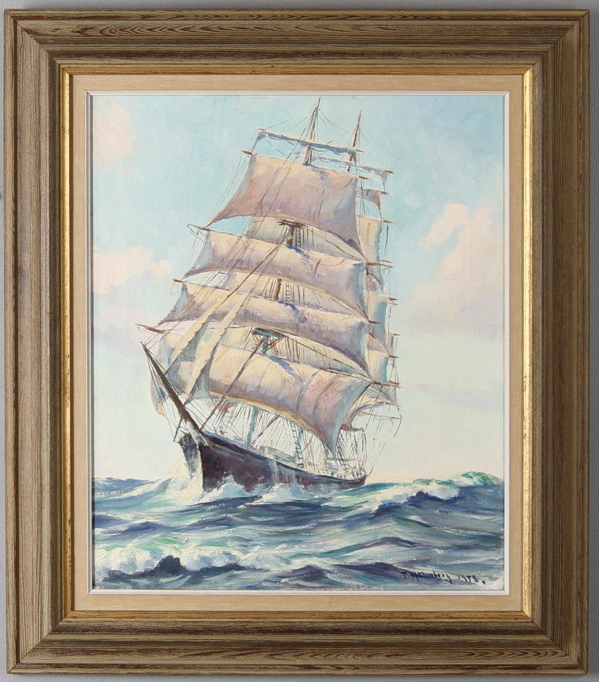 THURE MALMBERG. Segelfartyg, olja på duk, signerad samt otydligt daterad.