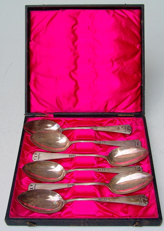 SET MED 6 SOPPSKEDAR 800 silver Art Nouveau.