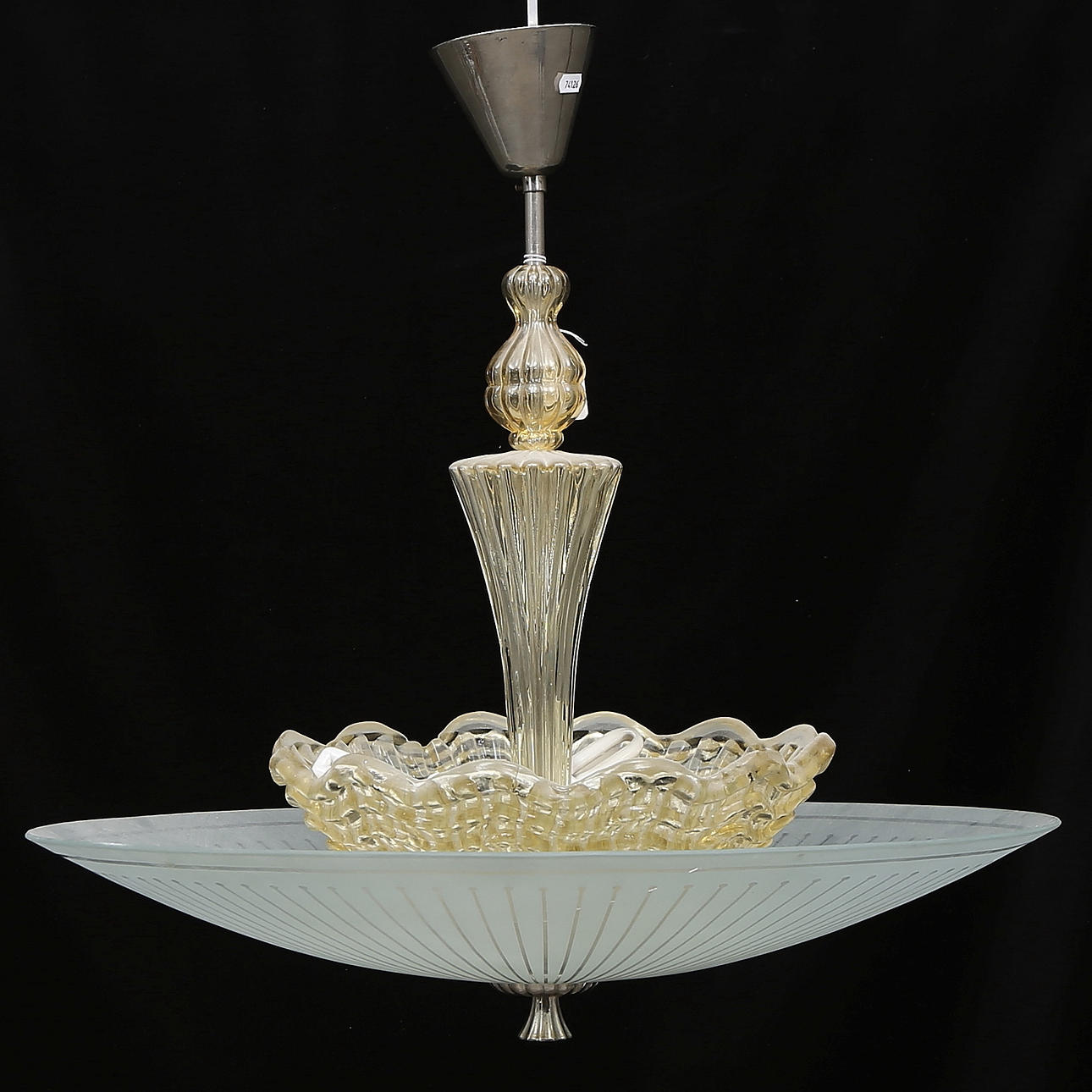 TAKLAMPA, glas, Orrefors, 1900-talets mitt.