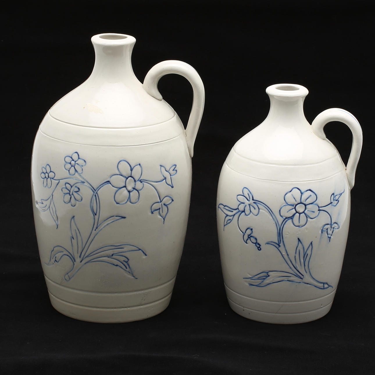 KRUS med hänkel, 2 st, blåvita, Rörstrand.