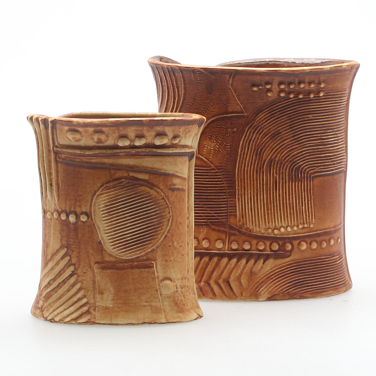 VAS, 2 st, keramik, Bertil Vallien, Rörstrand, ur "Terra"-serien, 1900-tal.