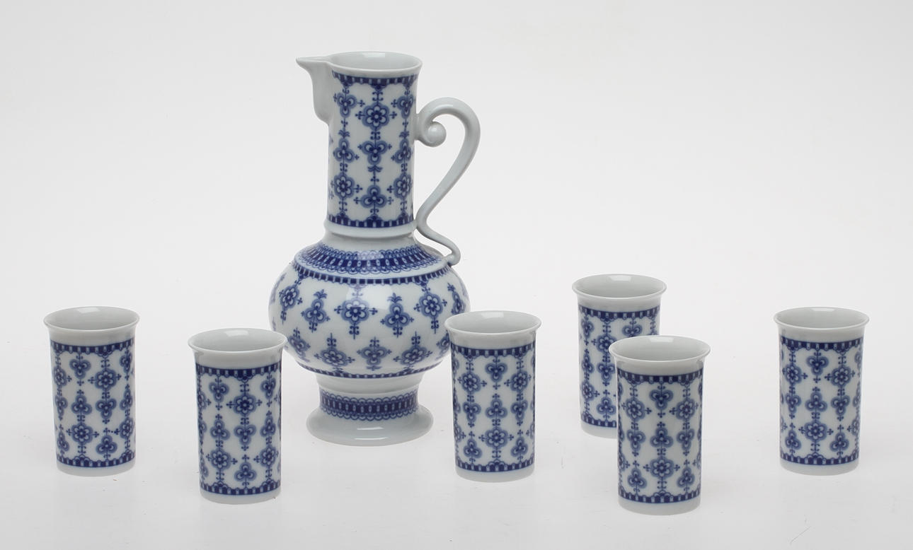 KANNA, 6 st, GLAS, porslin, Wallendorfer Porzellan.