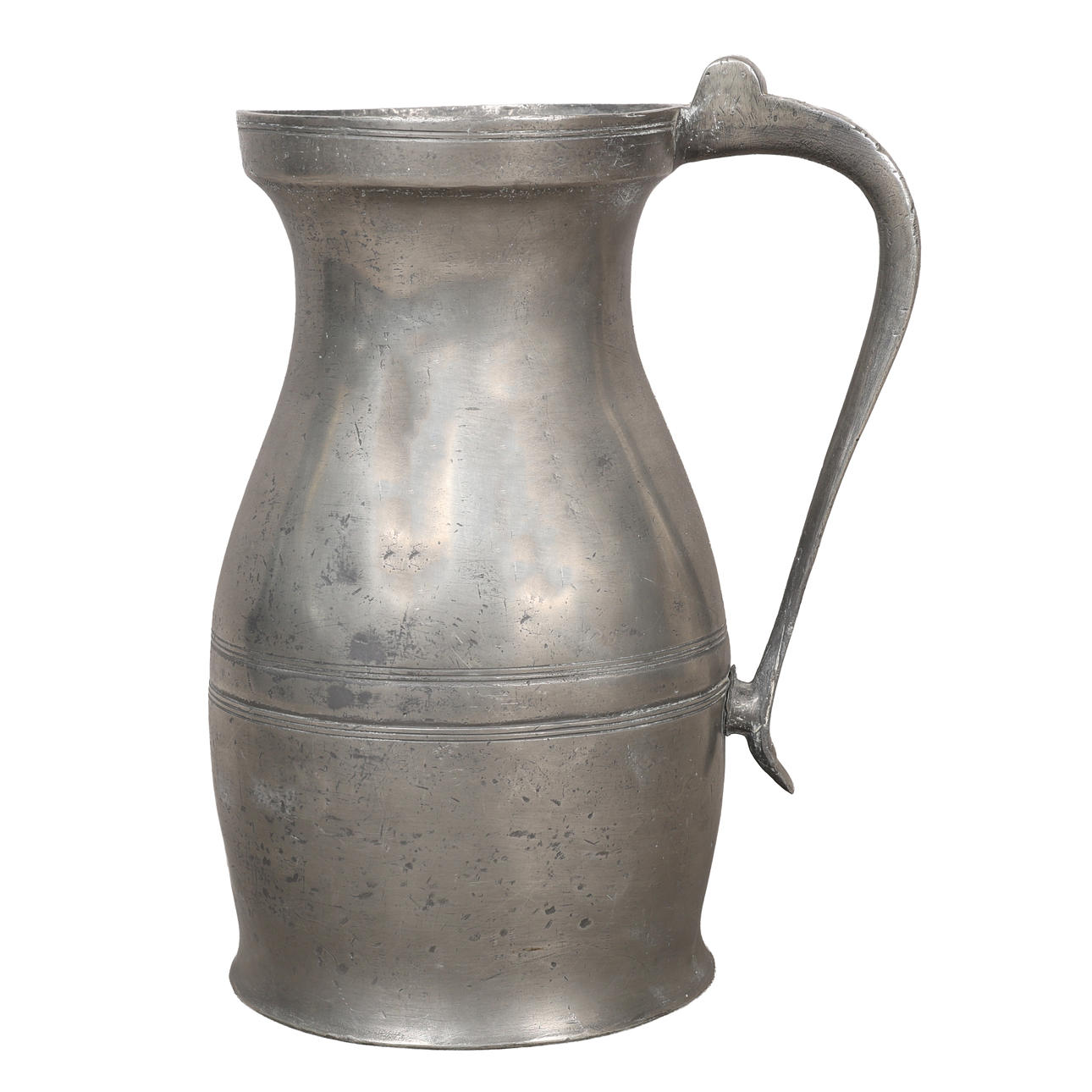 A RARE EARLY 18TH CENTURY PEWTER LIDLESS GALLON BALUSTER MEASURE, CIRCA ...