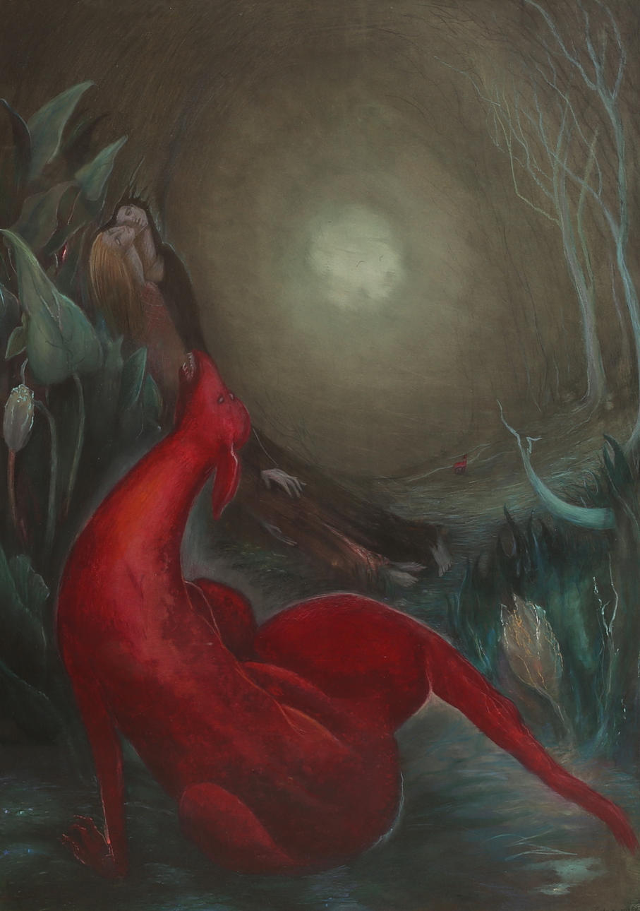 ELISABETH RYHRE. Mixed media, signed.