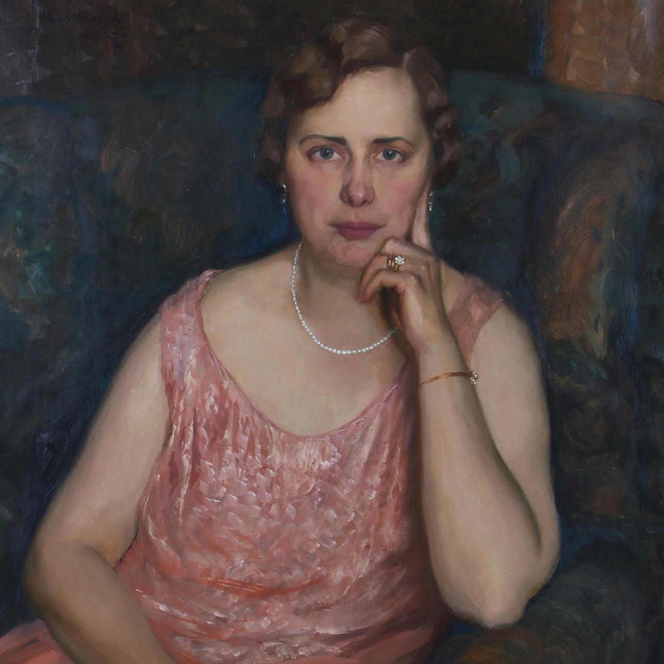 SAM UHRDIN. Olja på duk, möjligen porträtt av Maja Johansson, signerad samt daterad 1927.