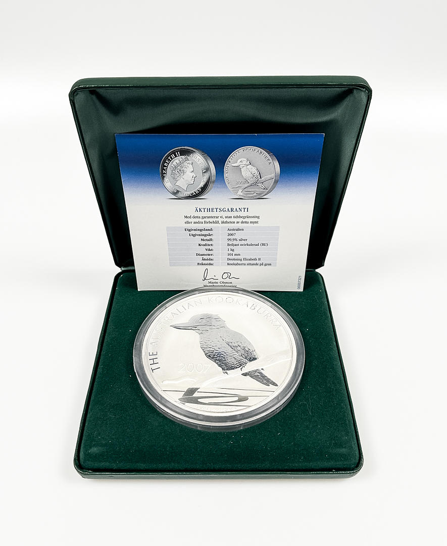 COIN, silver, “Kookaburra”, 2007, 1 kilo 99,9%.