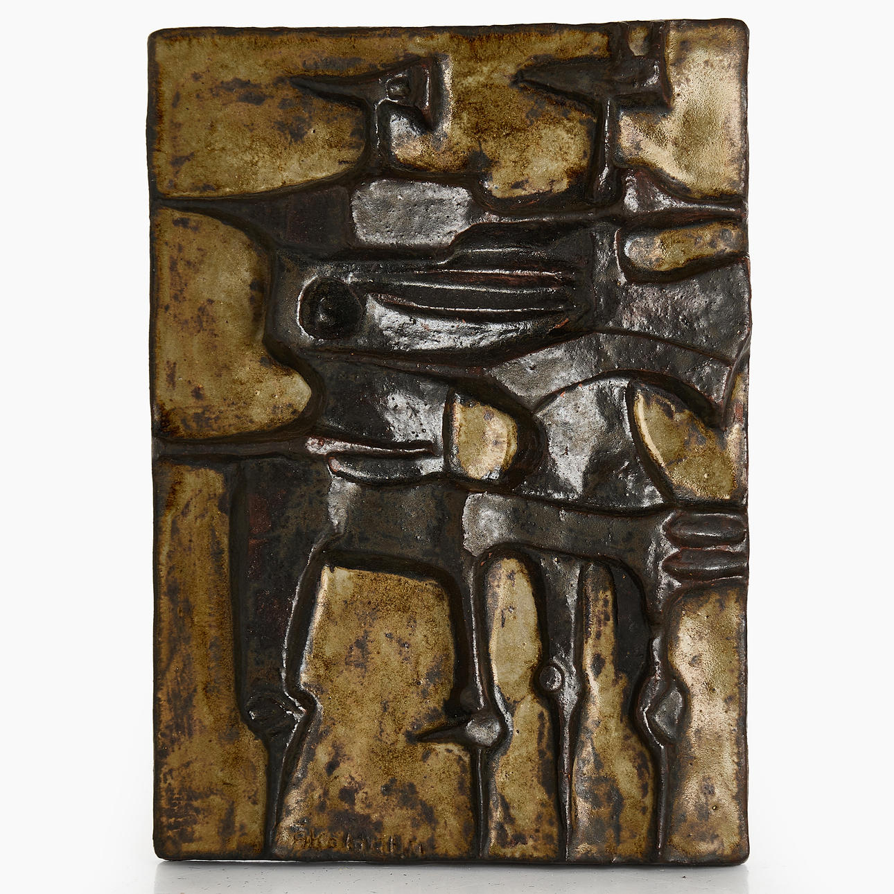 価格応相談　Ake Holm #202 Adam och Eva ÅKE HOLM, plaque, Adam & Eva, stoneware with use decor. Ceramics