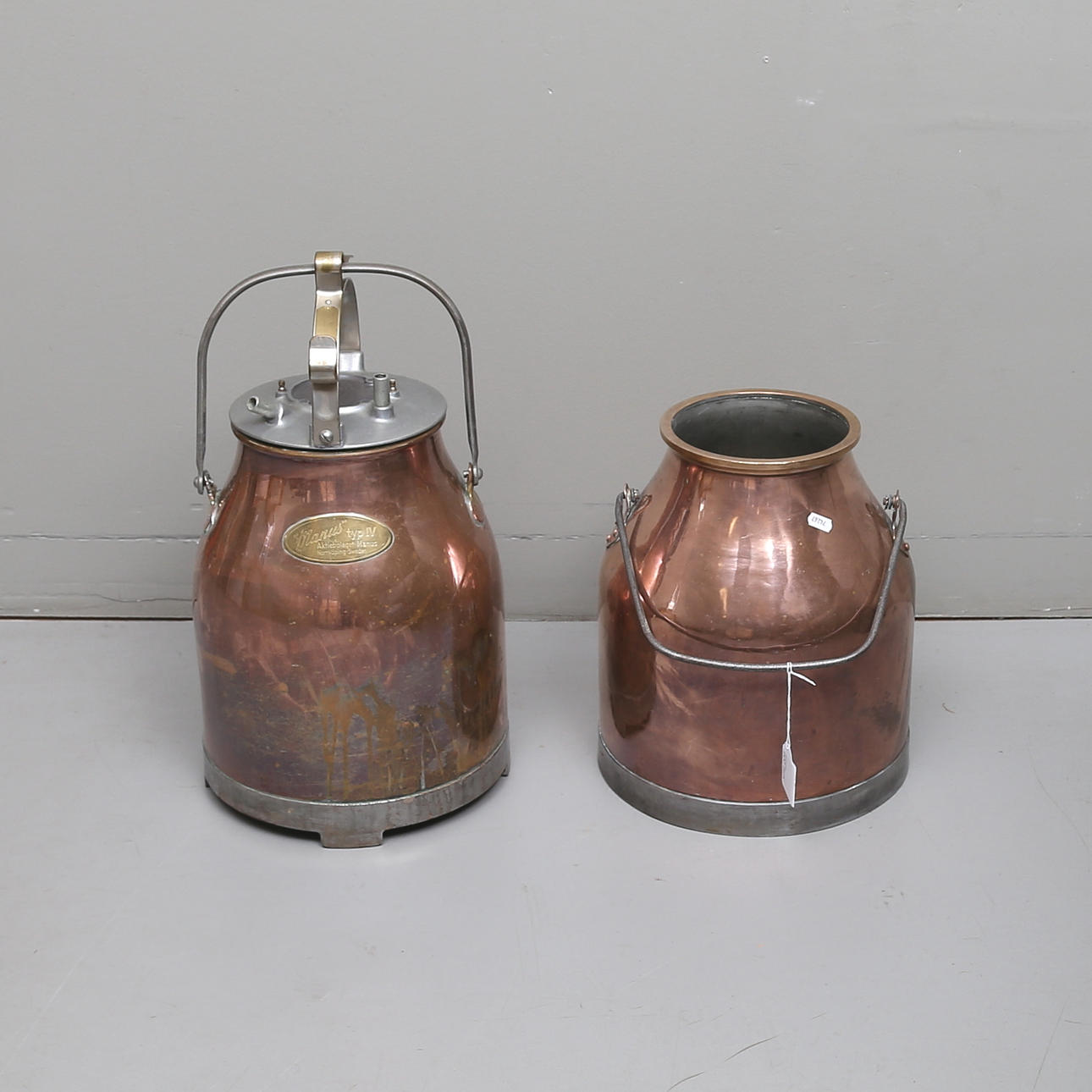 MJÖLKMASKIN, 2 delar, koppar, Manus typ IV, Norrköping, 1900-tal.