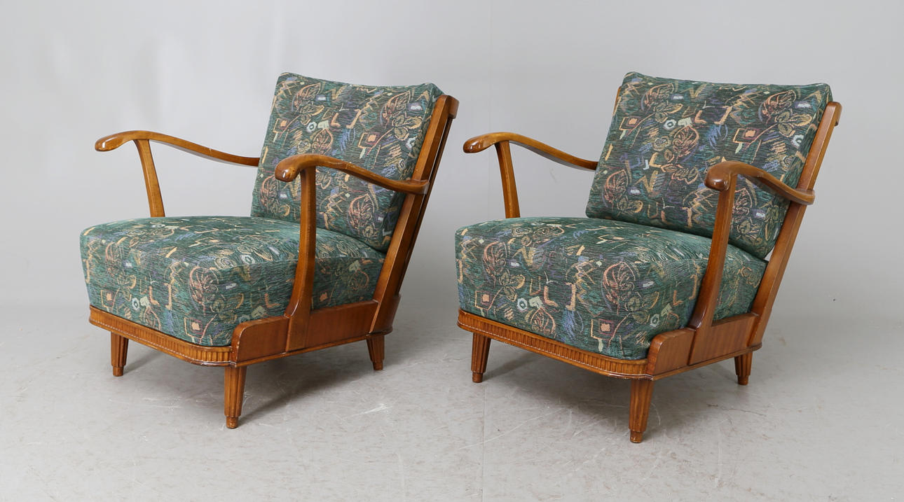 FÅTÖLJER, 1 par, Svante Skogh, Förenade Möbler, Linköping, 1940-tal.