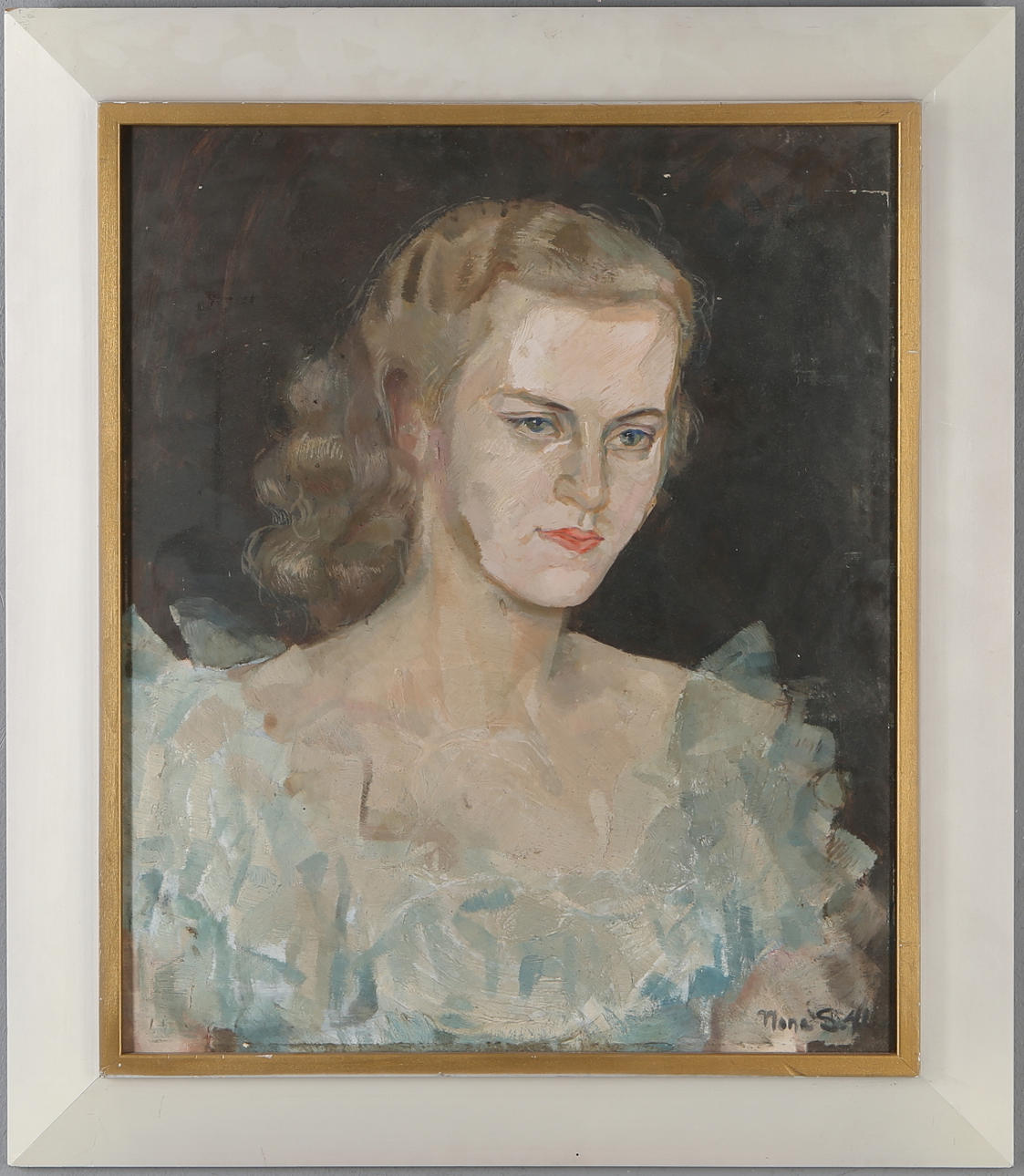 NONA STRÖMWALL. Kvinnoporträtt, olja på pannå, signerad och daterad -41.