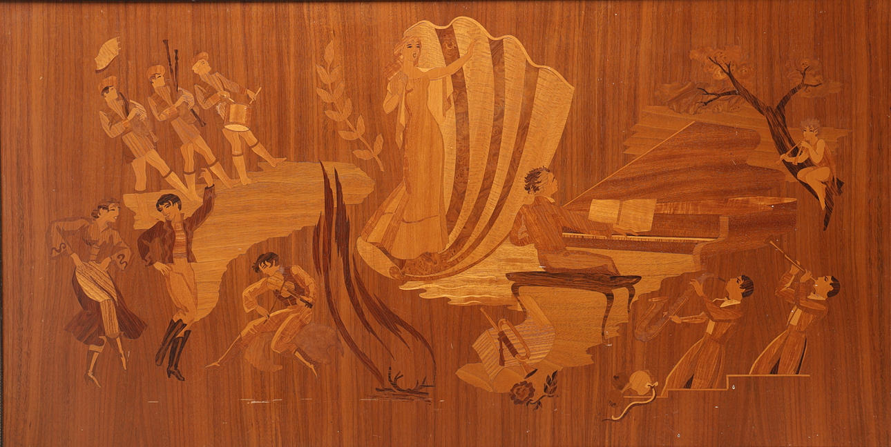 INTARSIA BLACKBOARD. 20th century.
