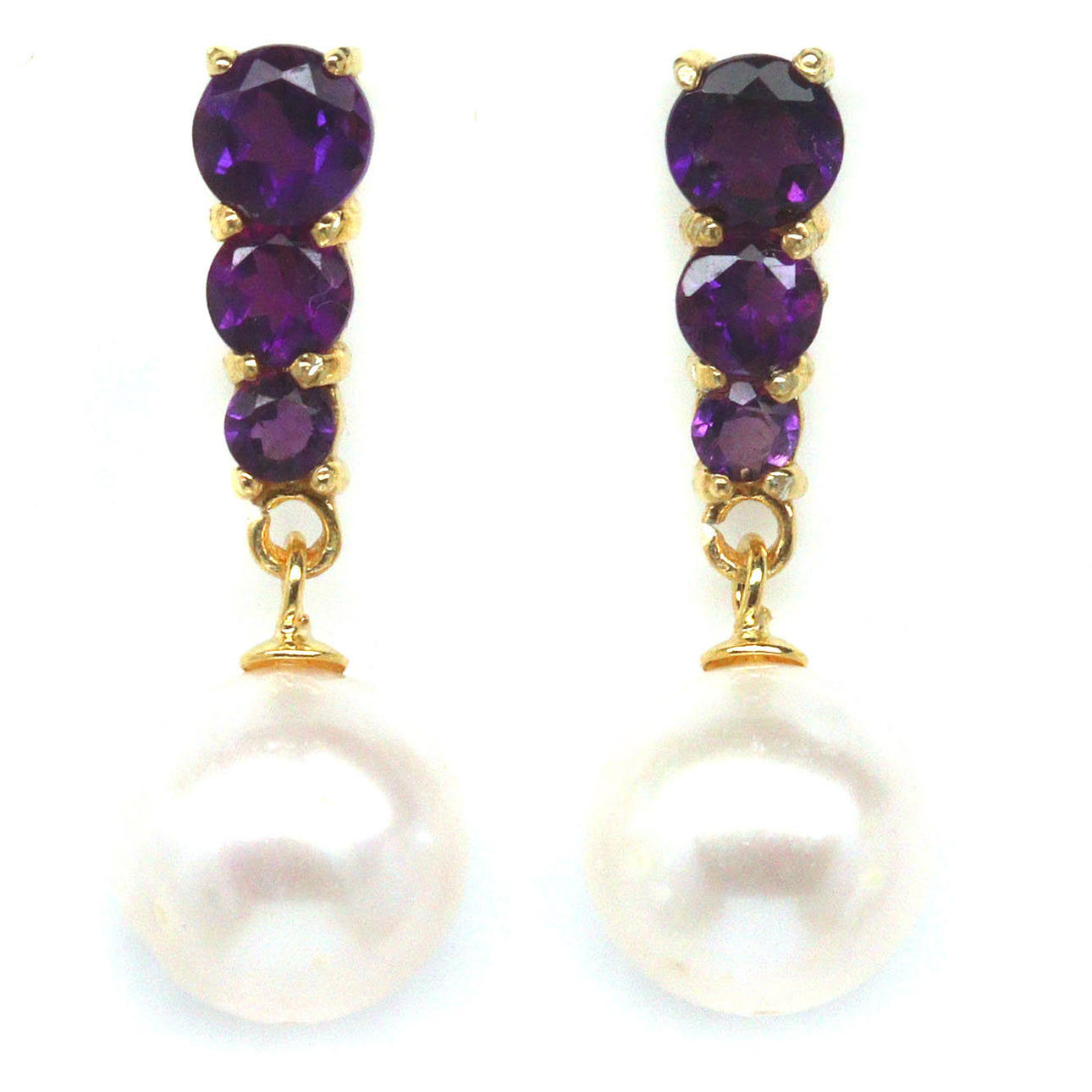 PENDIENTES DE PERLAS DE AMATISTA.