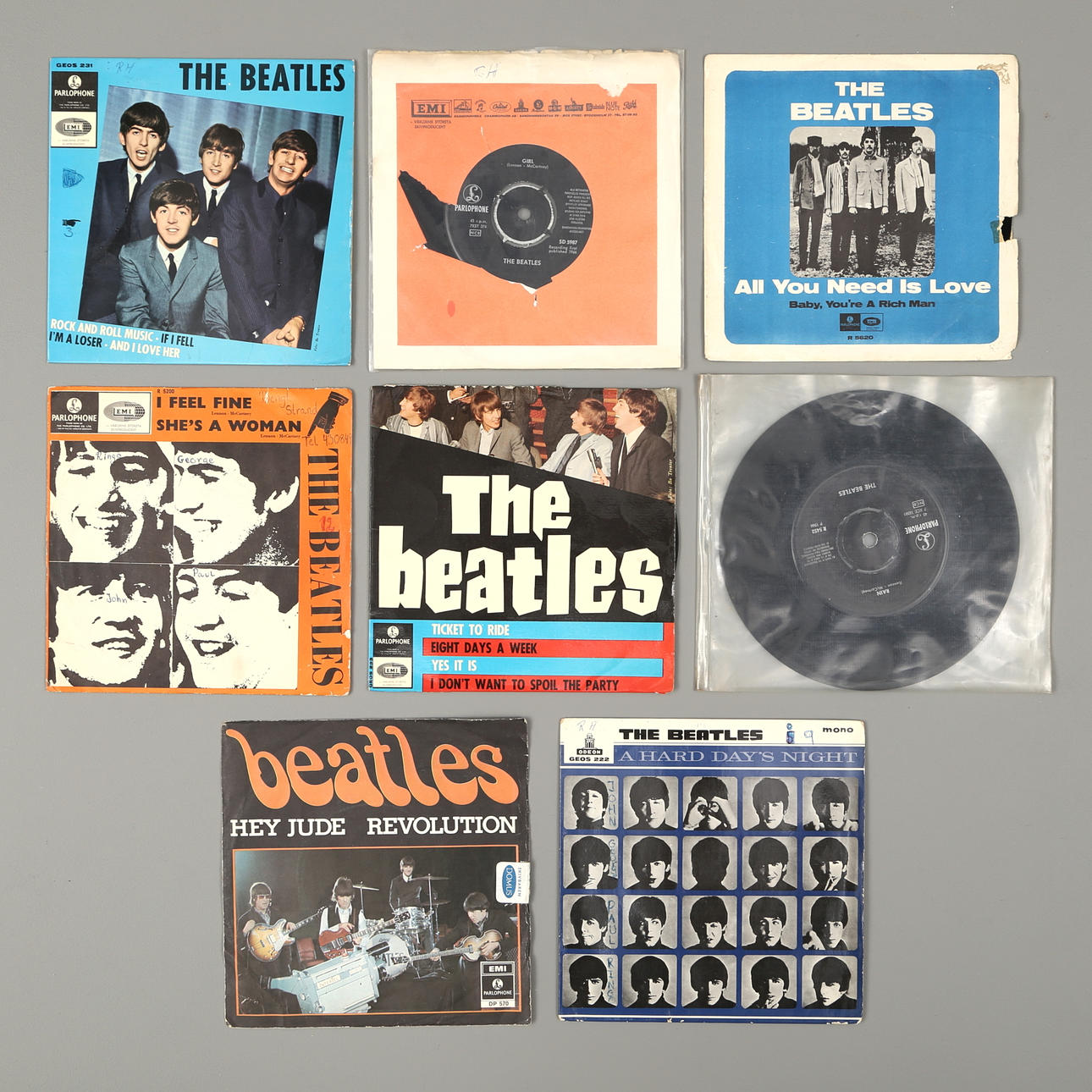 SINGLAR & EP SKIVOR 9 st, The Beatles, 1960-talet.